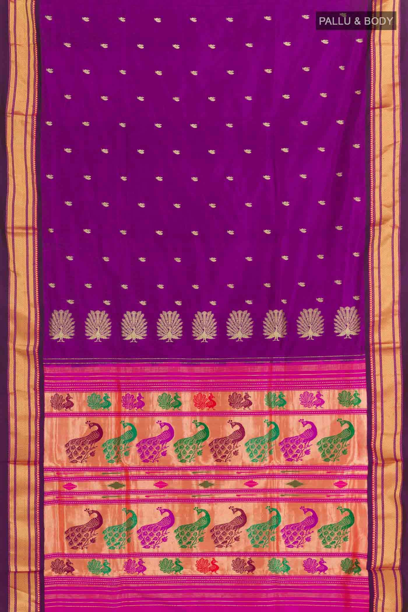 Purple Dual Tone Paithani Silk Saree