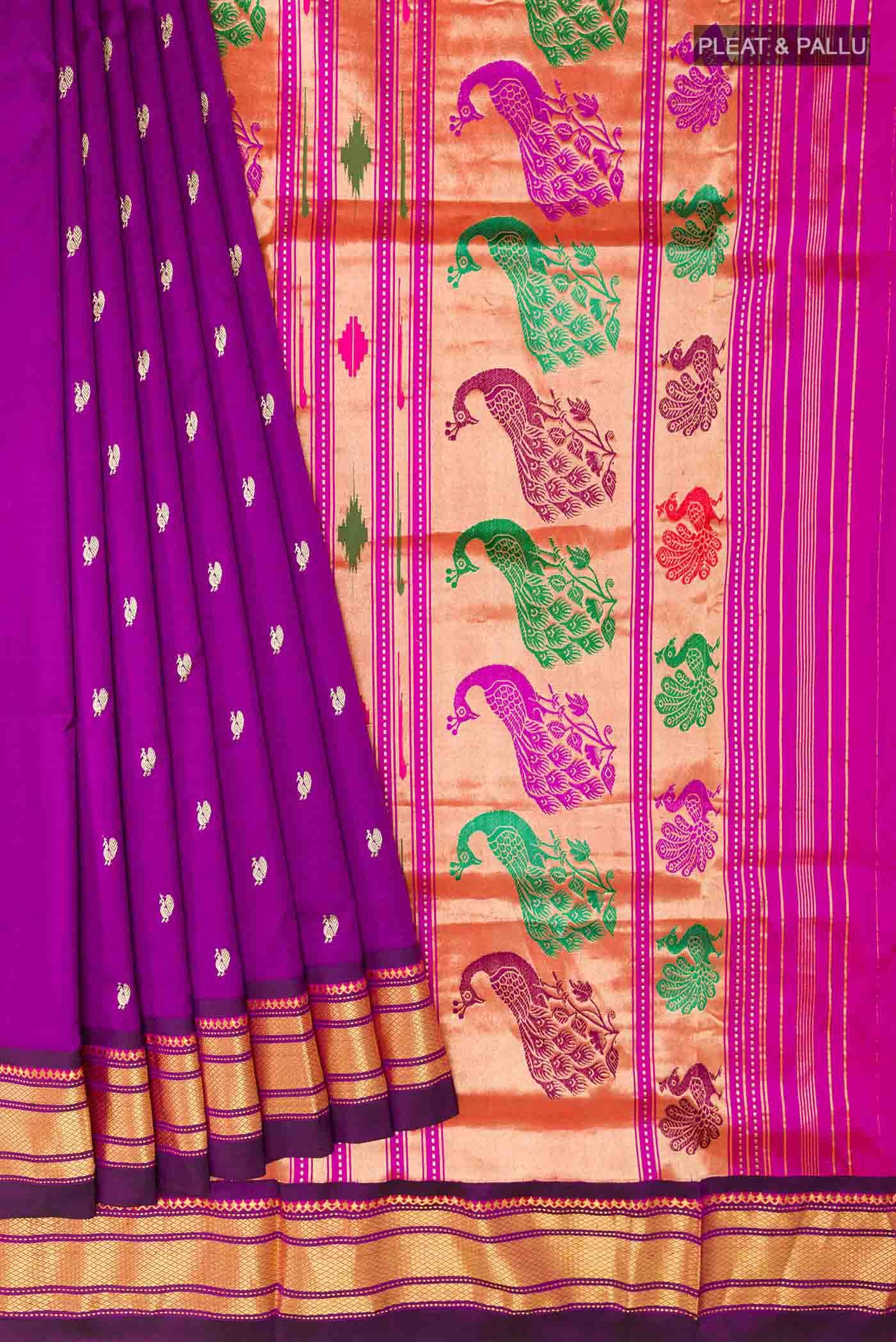 Purple Dual Tone Paithani Silk Saree