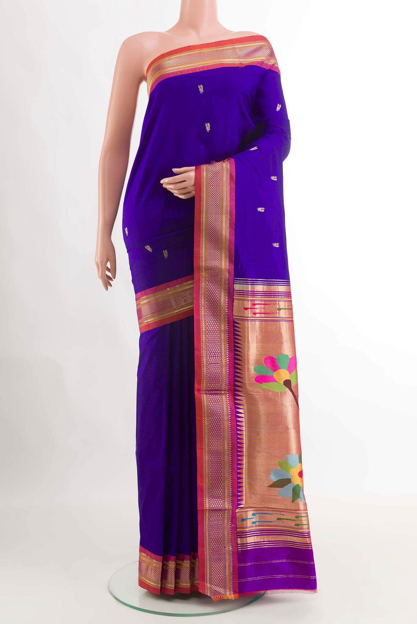 Navy Blue Paithani Silk Saree