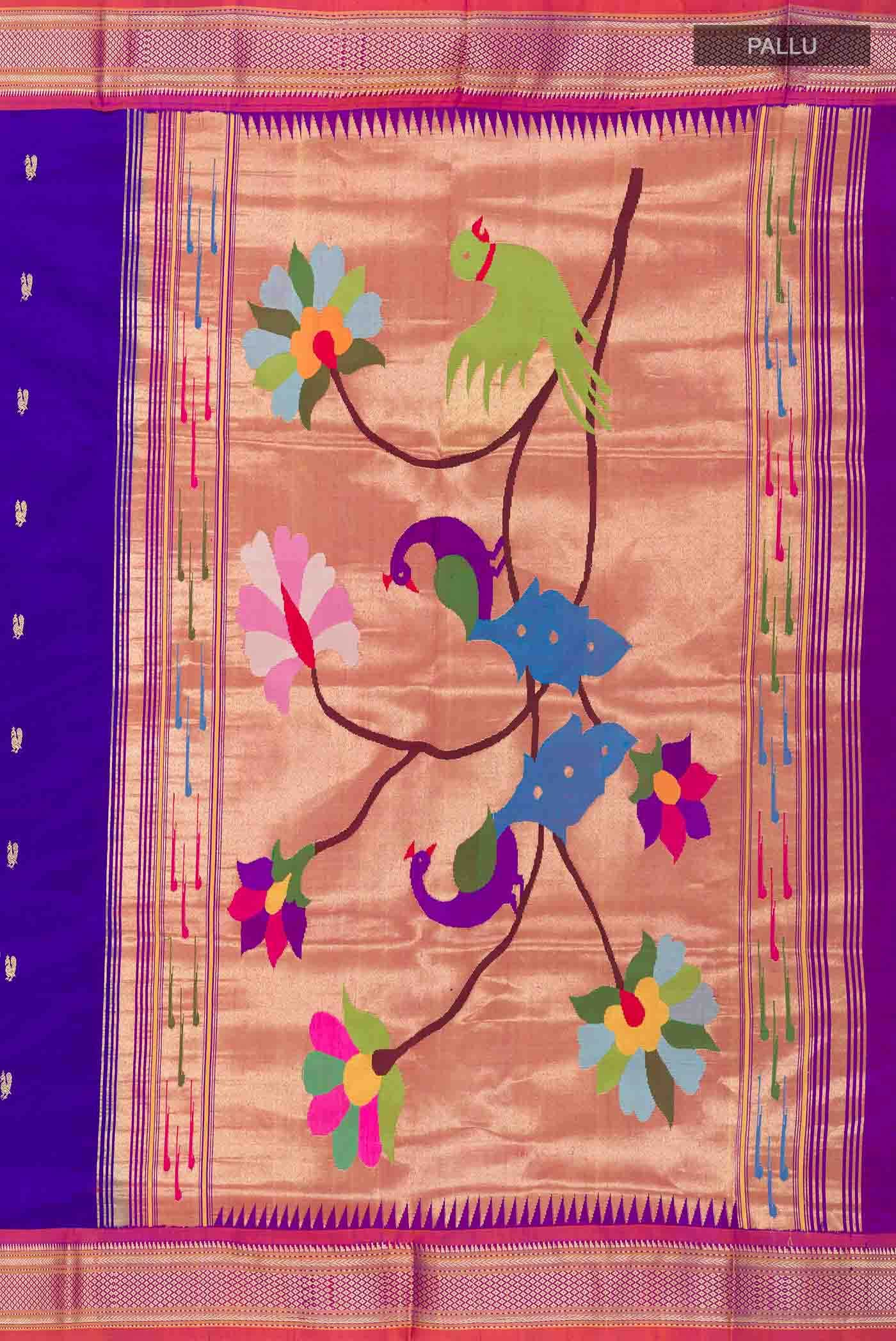 Navy Blue Paithani Silk Saree