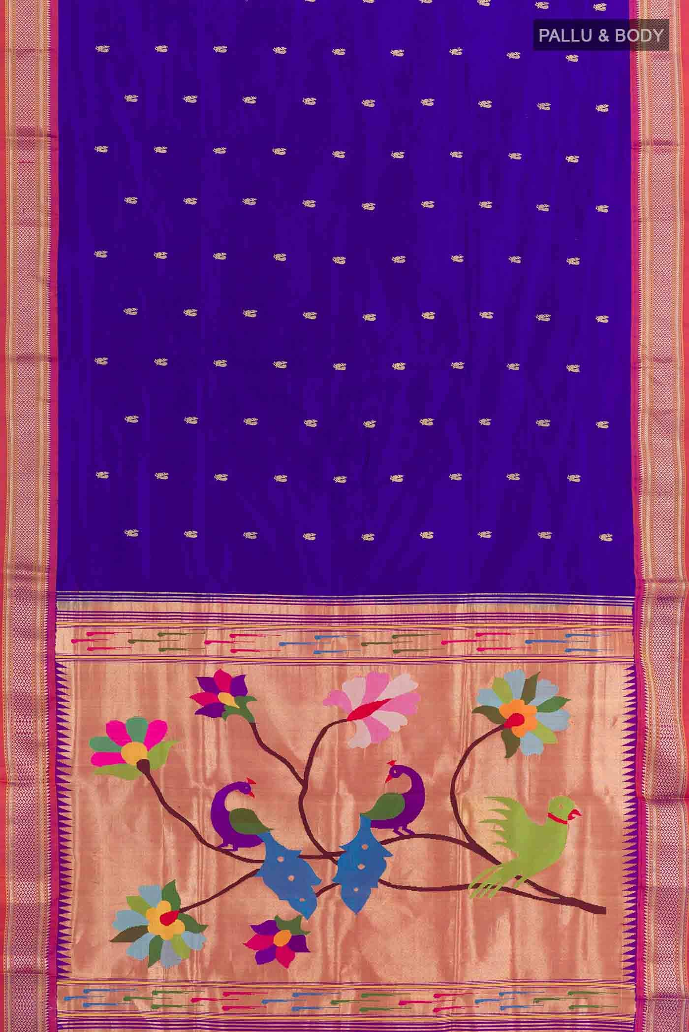Navy Blue Paithani Silk Saree