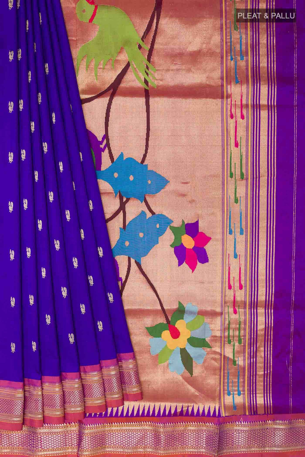 Navy Blue Paithani Silk Saree