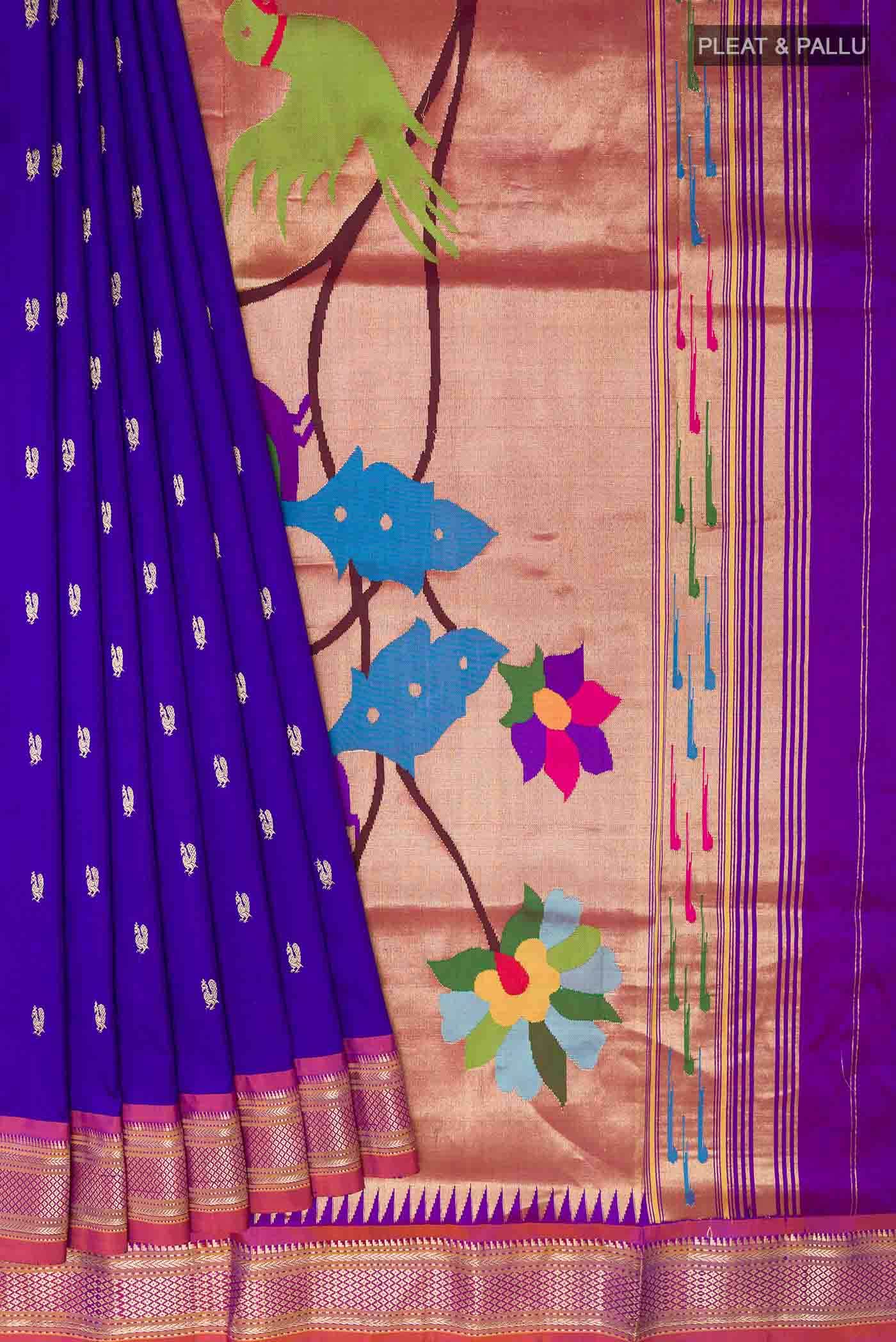 Navy Blue Paithani Silk Saree