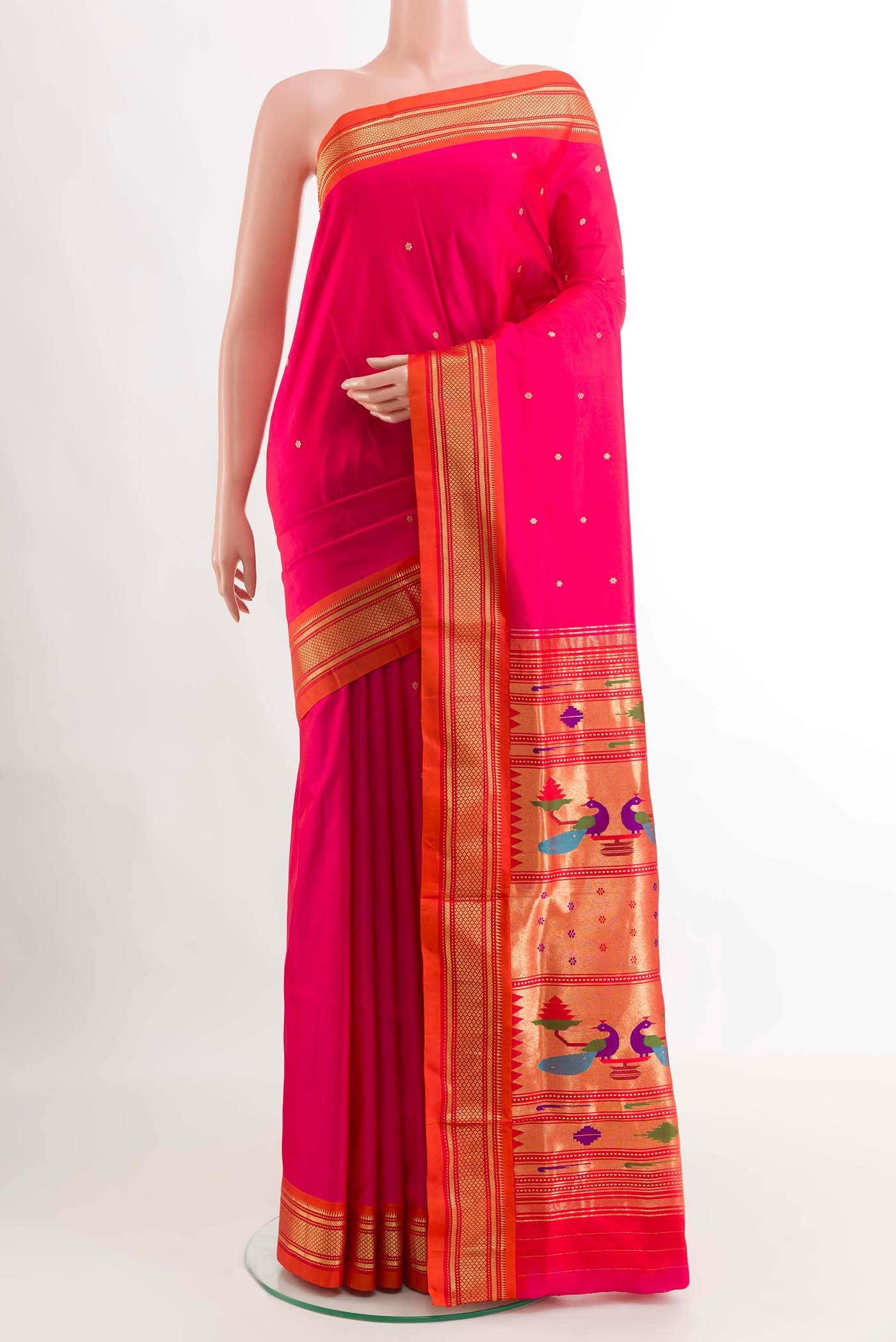 Pink Paithani Silk Saree