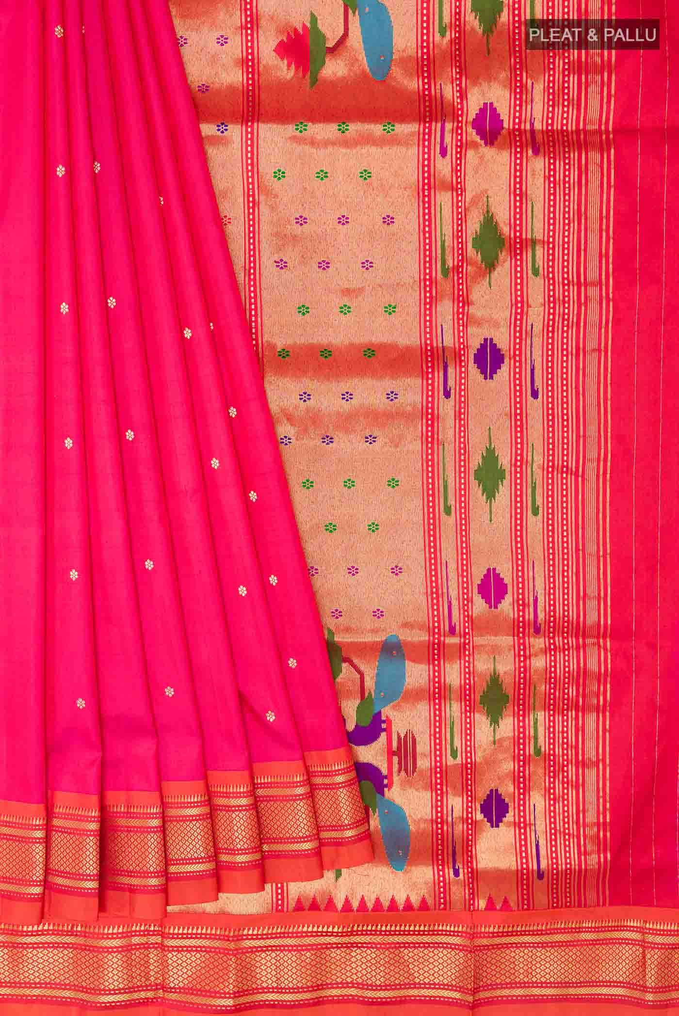 Pink Paithani Silk Saree
