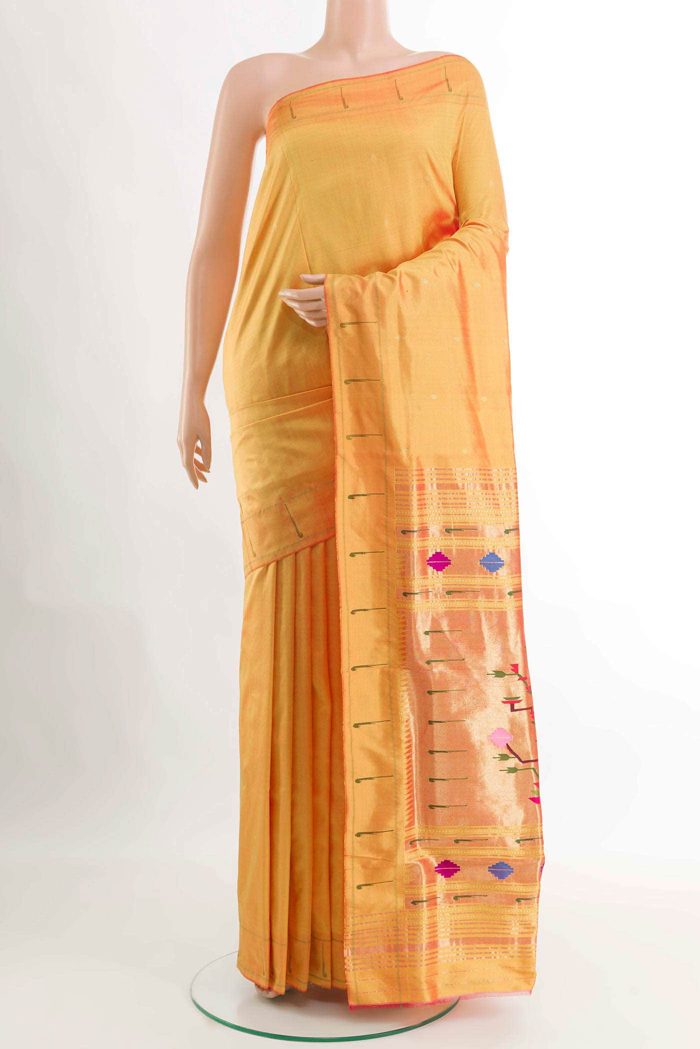 Orange Dual Tone Paithani Silk Saree
