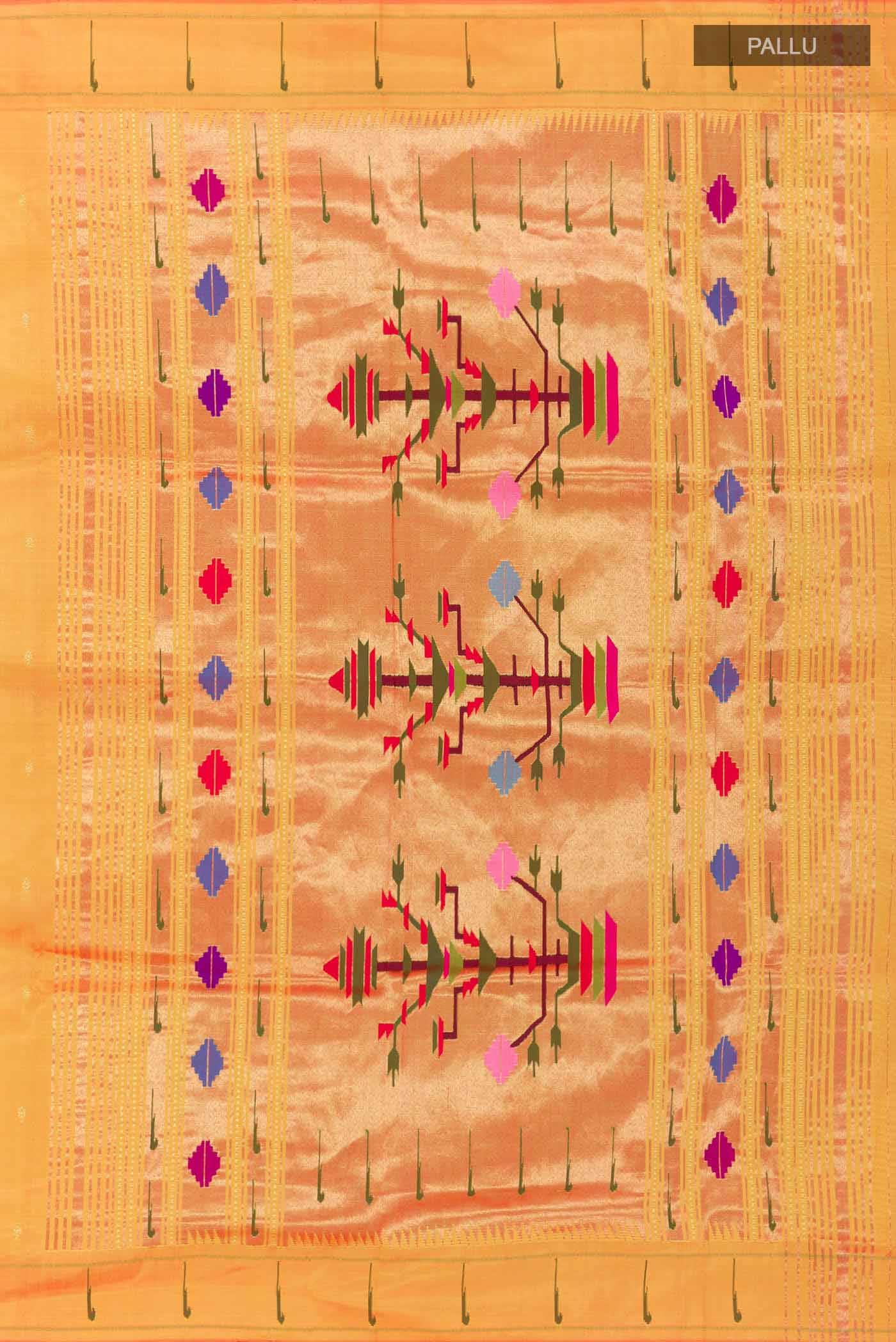 Orange Dual Tone Paithani Silk Saree