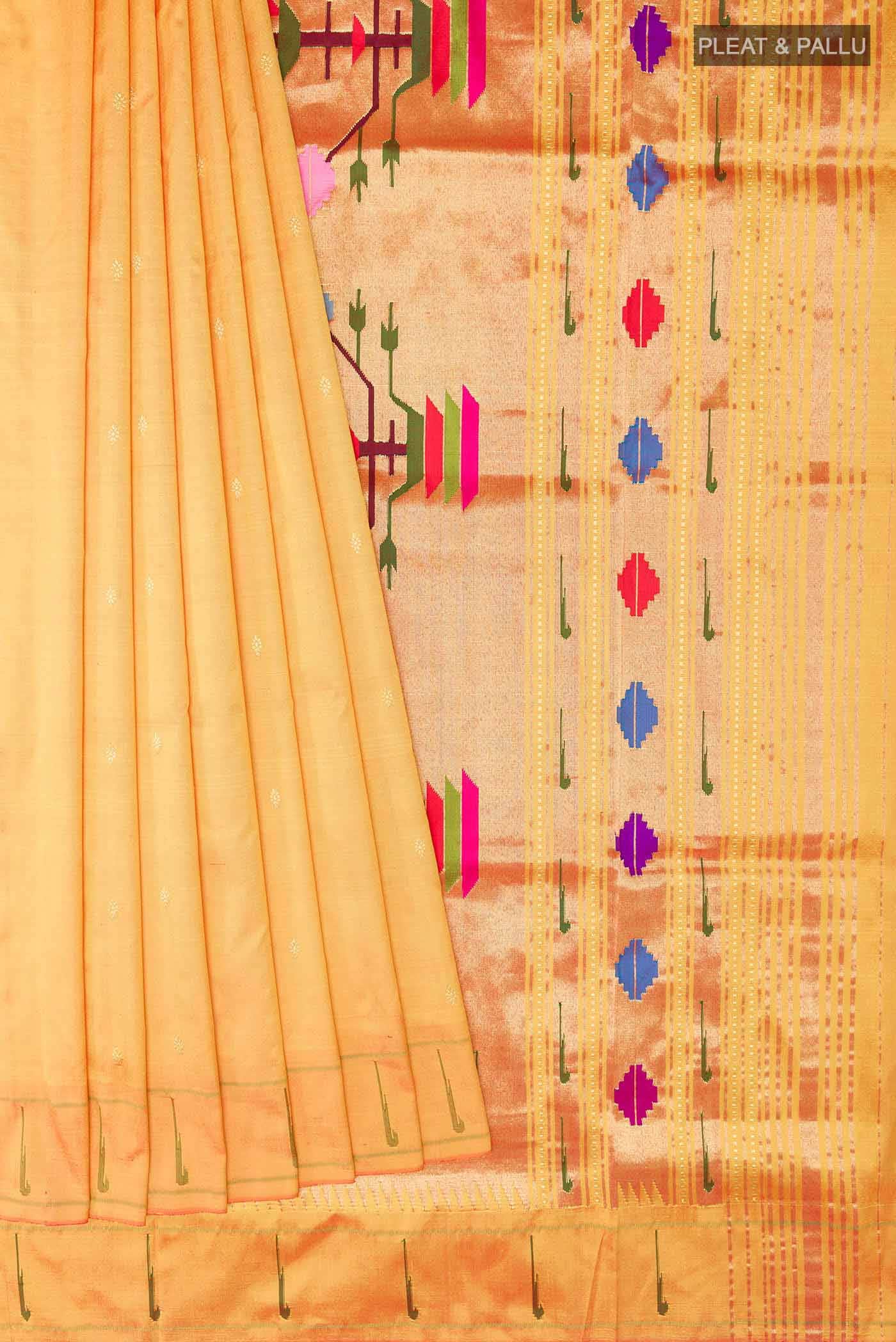 Orange Dual Tone Paithani Silk Saree
