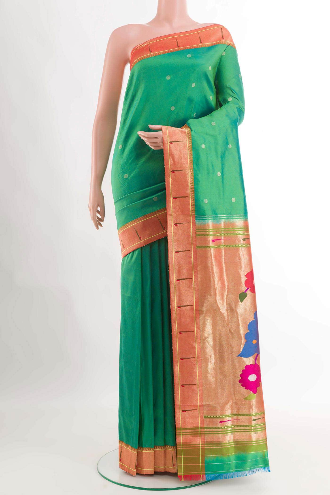 Green Dual Tone Paithani Silk Saree
