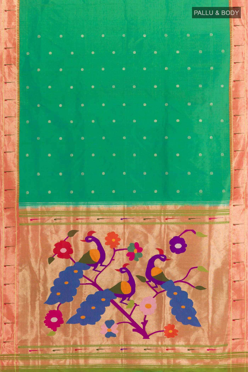 Green Dual Tone Paithani Silk Saree