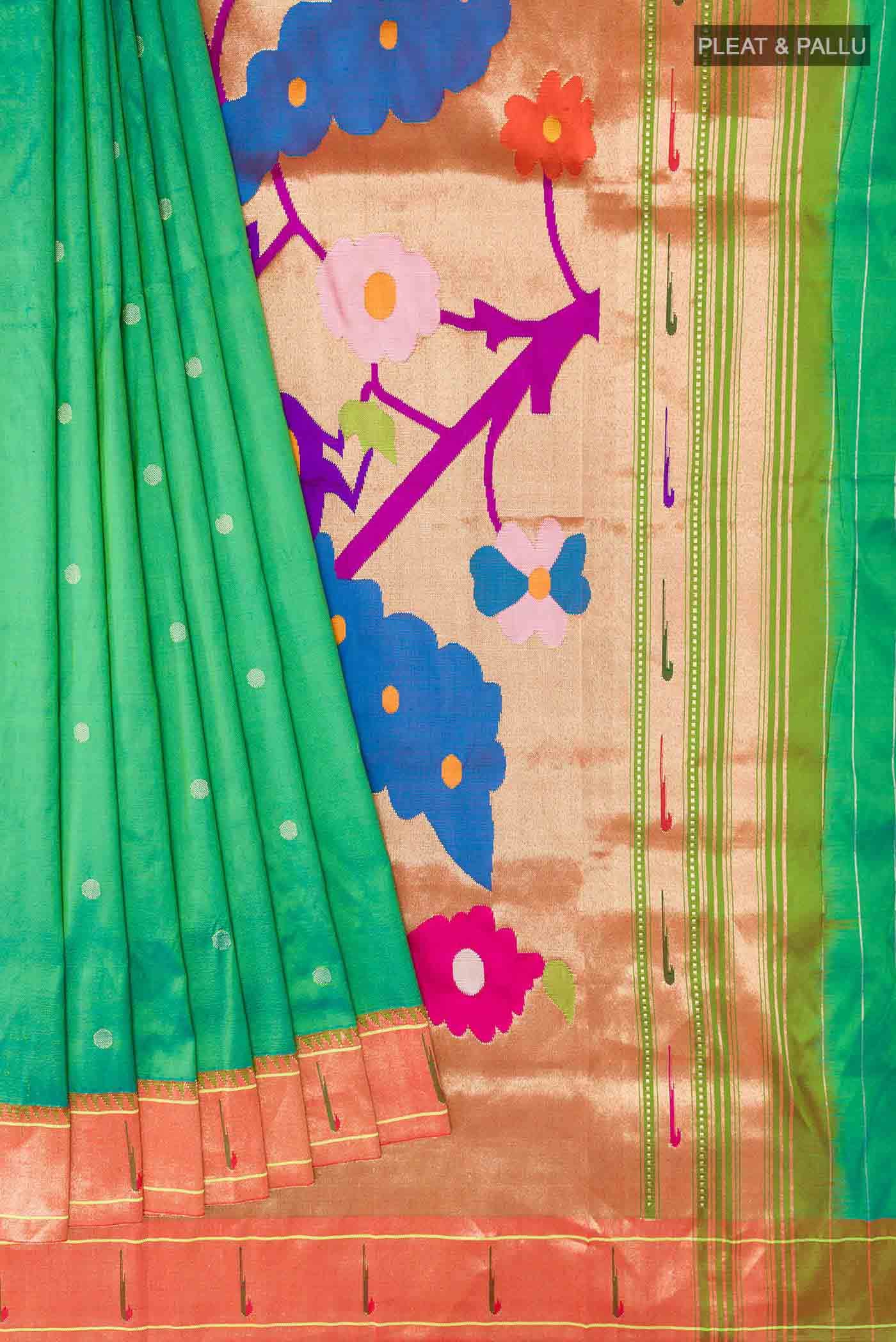 Green Dual Tone Paithani Silk Saree