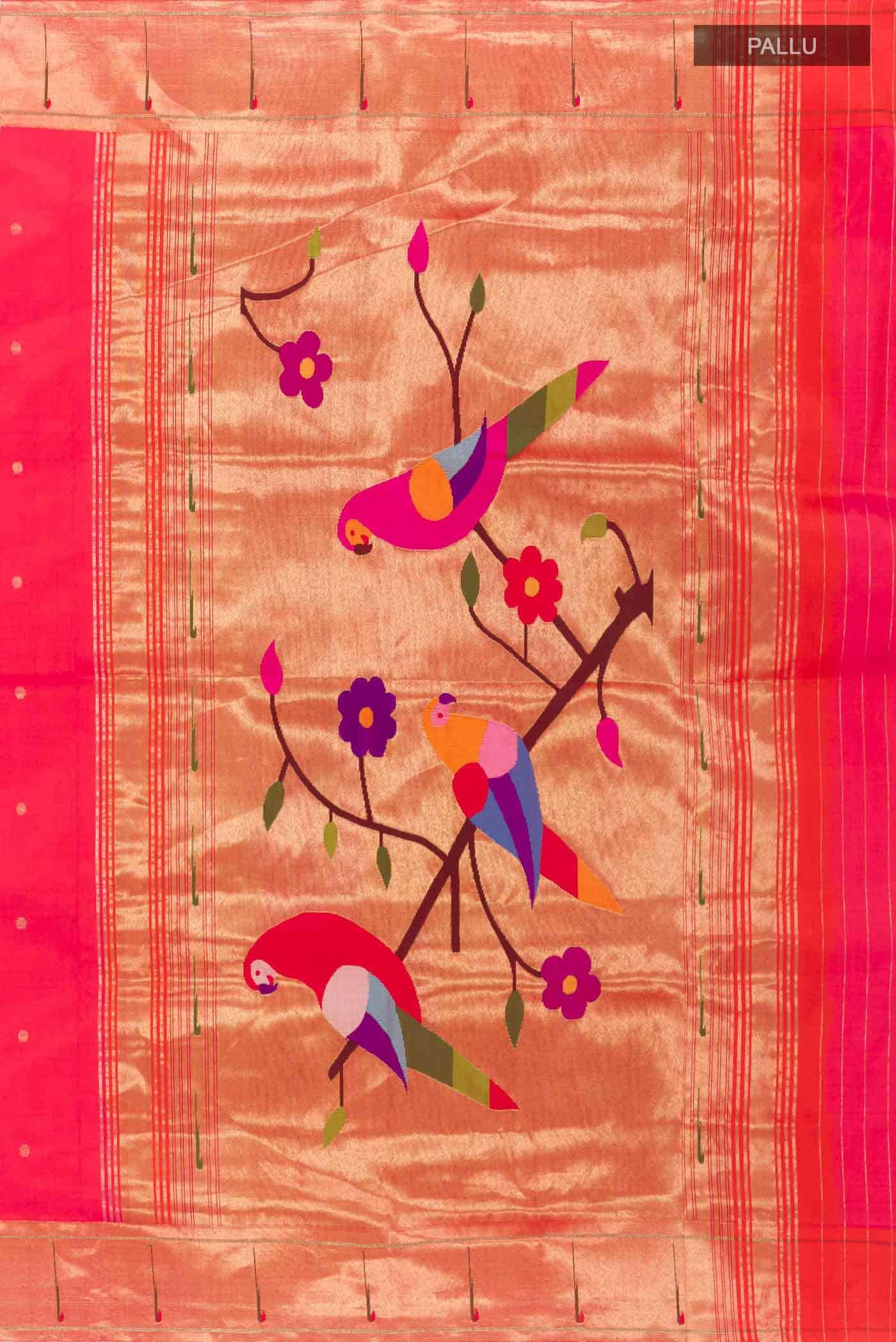 Pink Dual Tone Paithani Silk Saree