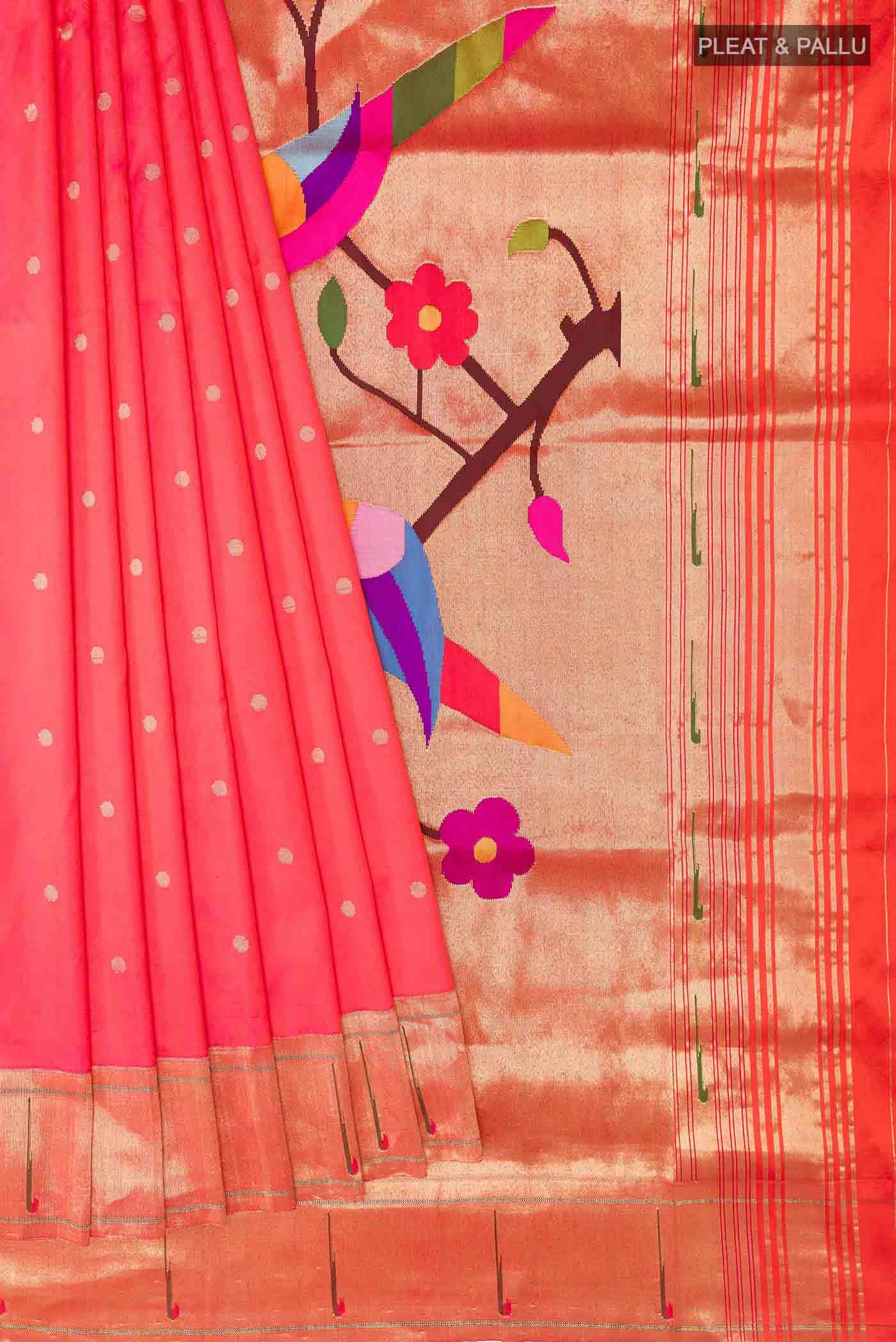 Pink Dual Tone Paithani Silk Saree