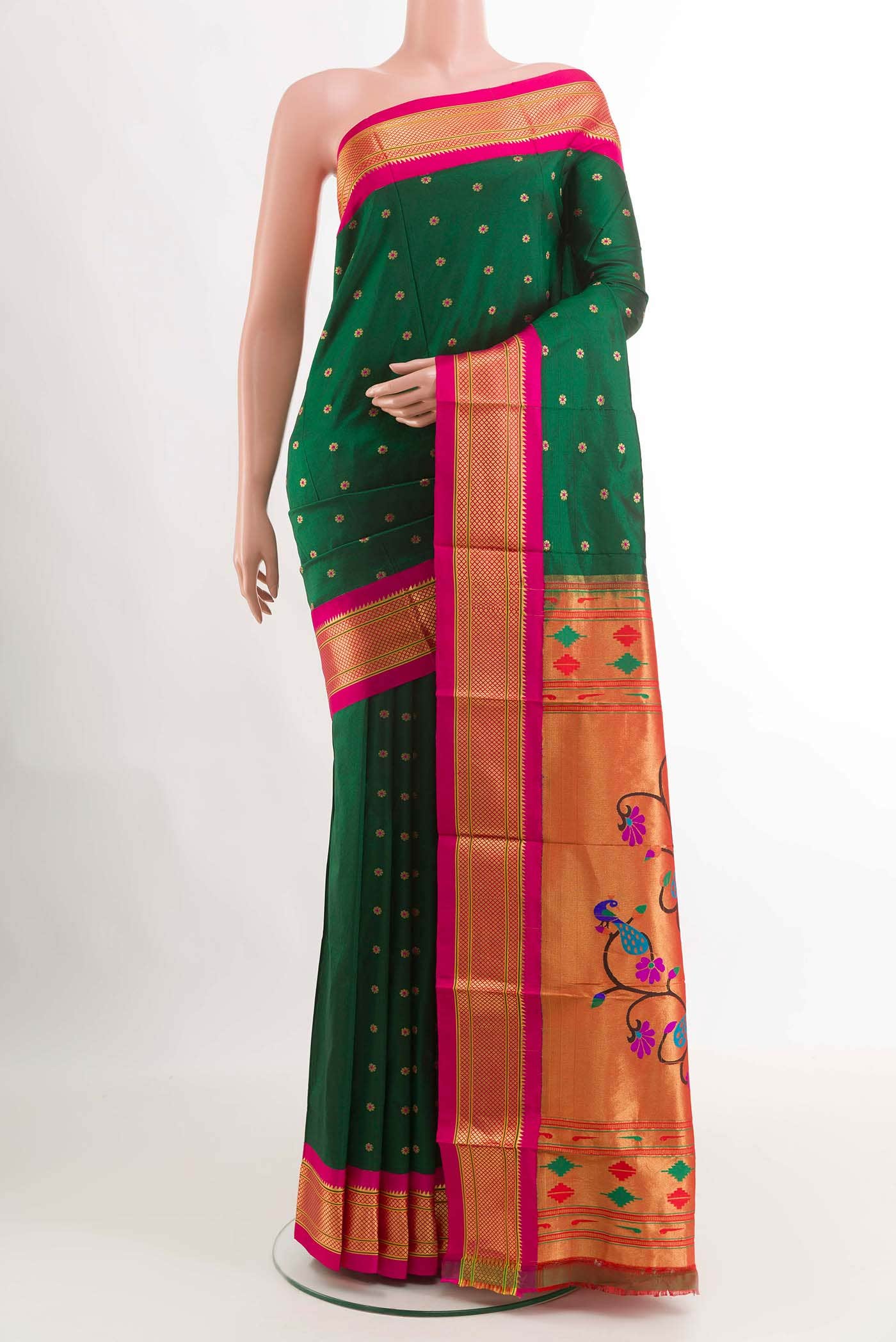 Green Paithani Silk Saree