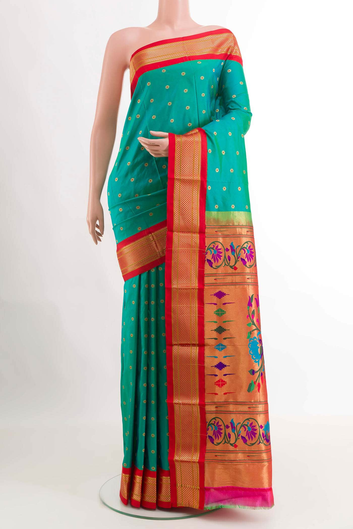 Sea Green Paithani Silk Saree