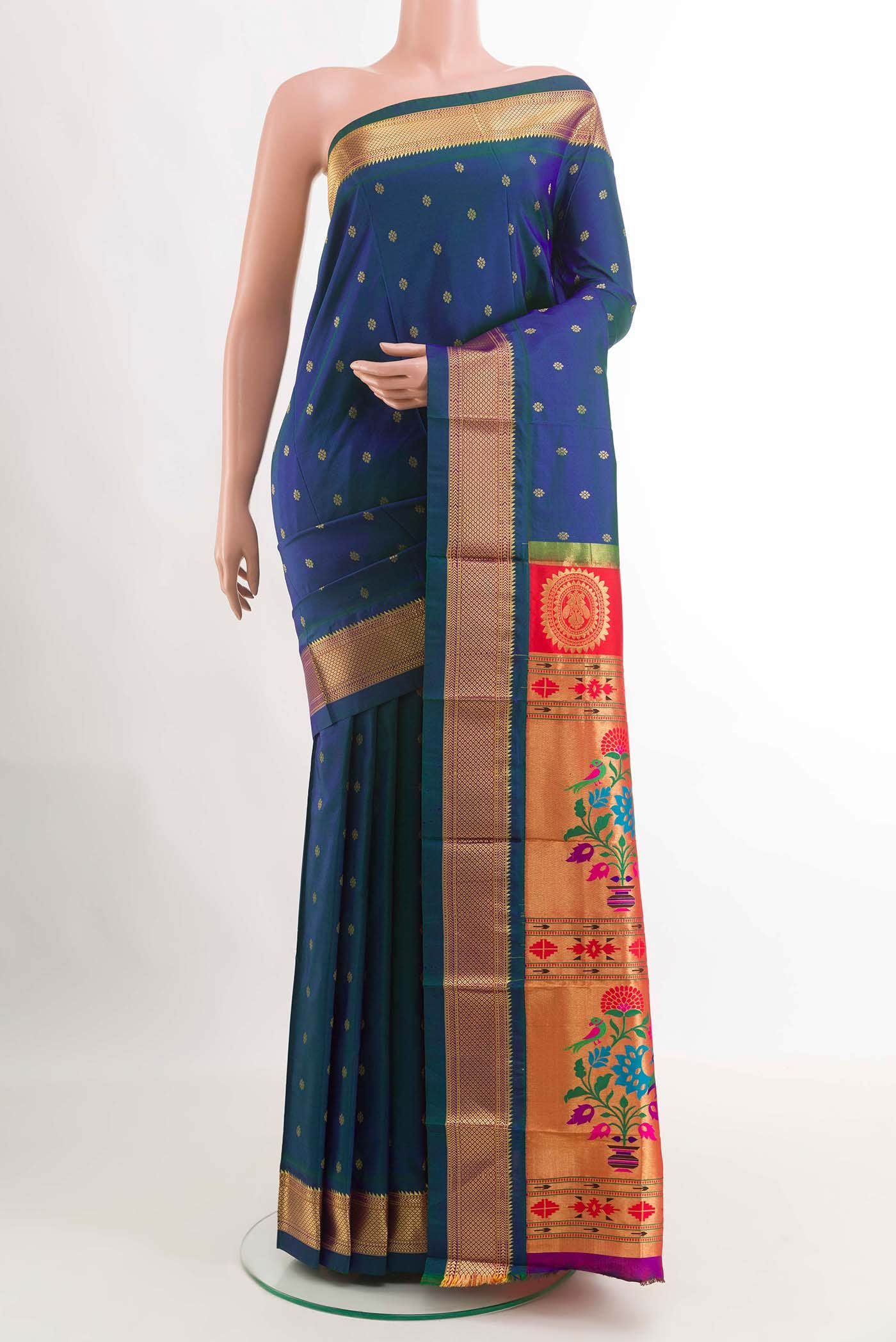 Peacock Blue Paithani Silk Saree