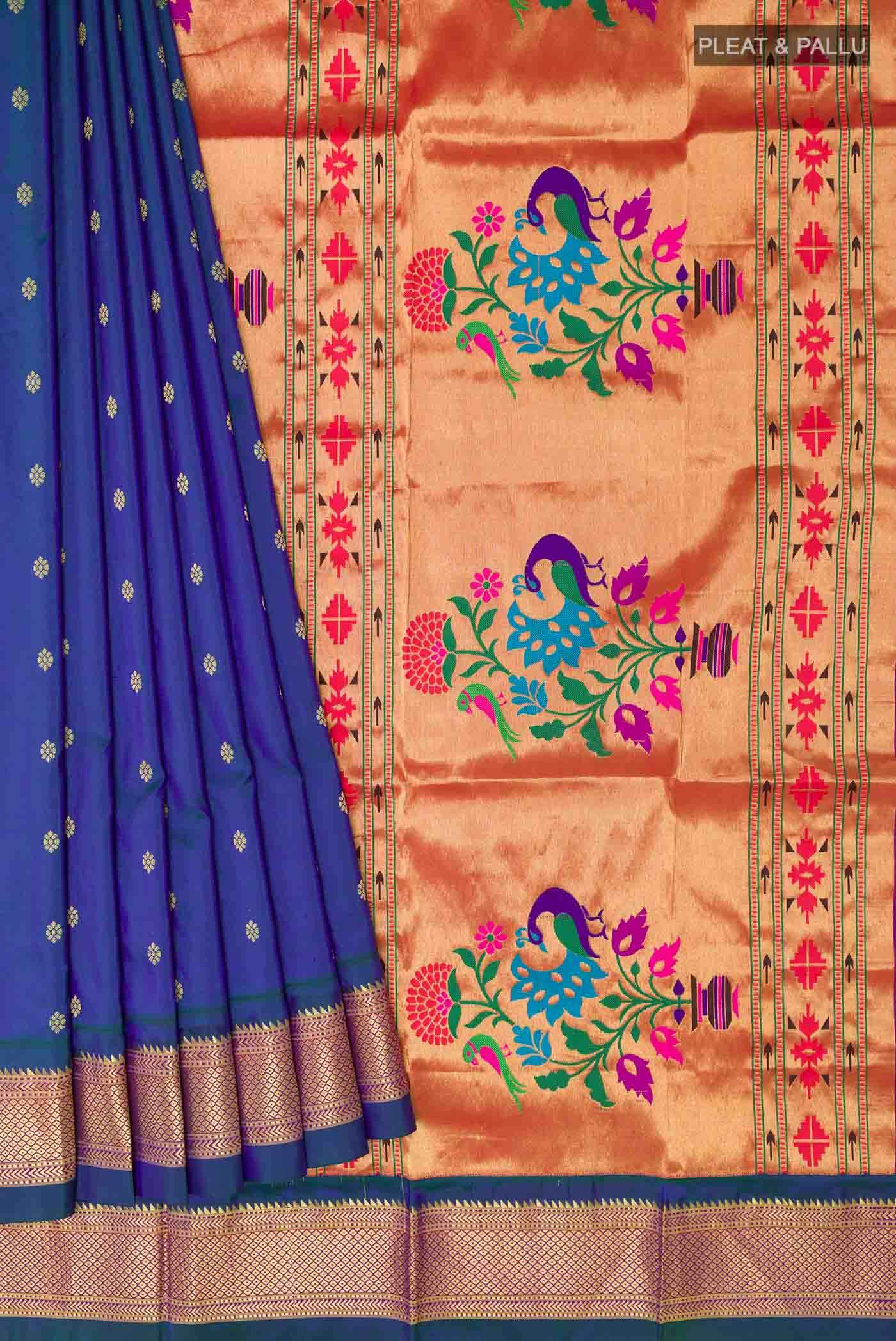 Peacock Blue Paithani Silk Saree
