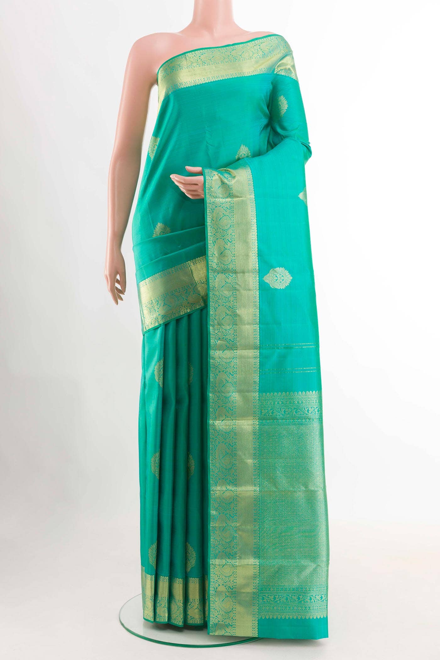 Sea Green Kanchipuram Silk Saree