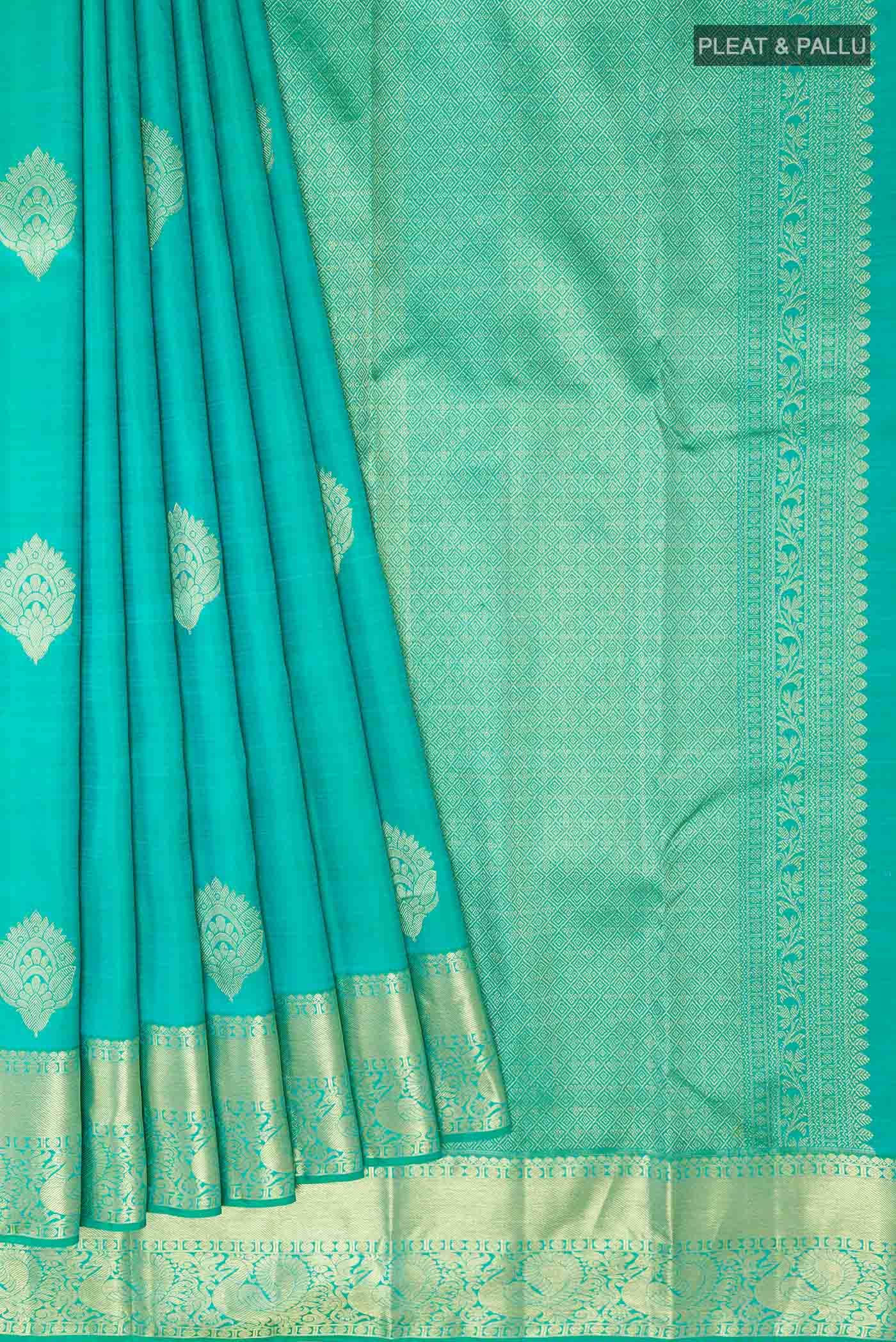 Sea Green Kanchipuram Silk Saree