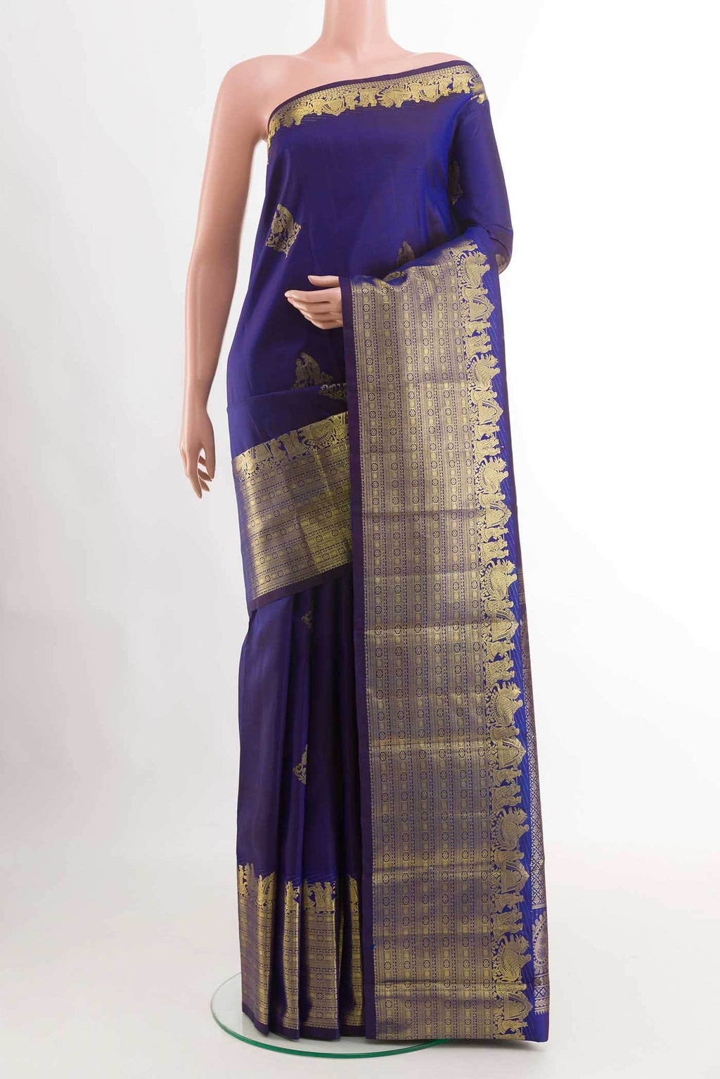 Navy Blue Kanchipuram Silk Saree