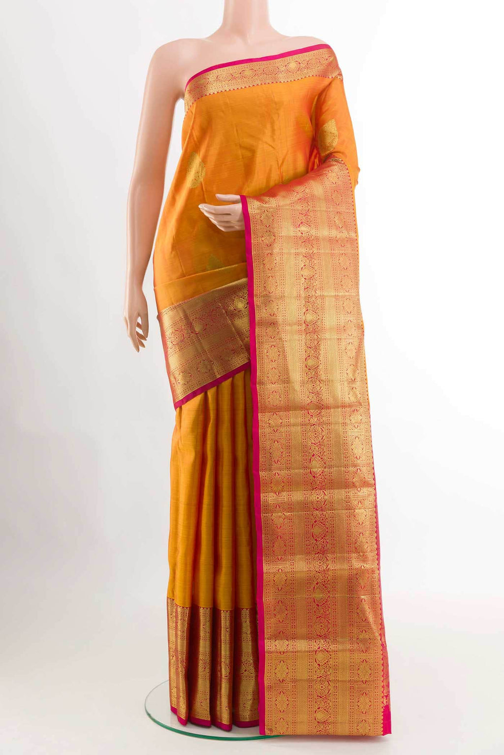 Brick Orange Kanchipuram Silk Saree