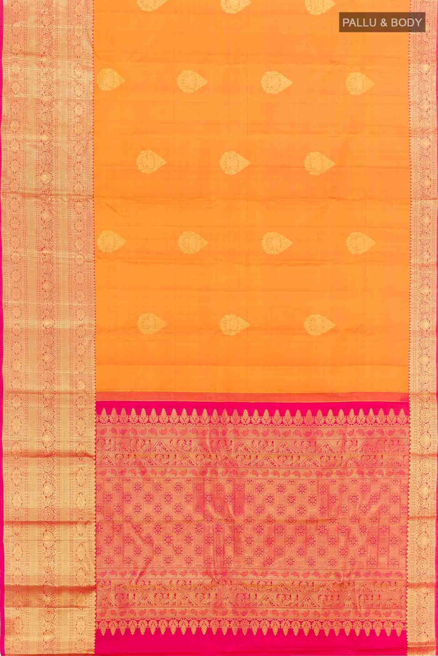 Brick Orange Kanchipuram Silk Saree