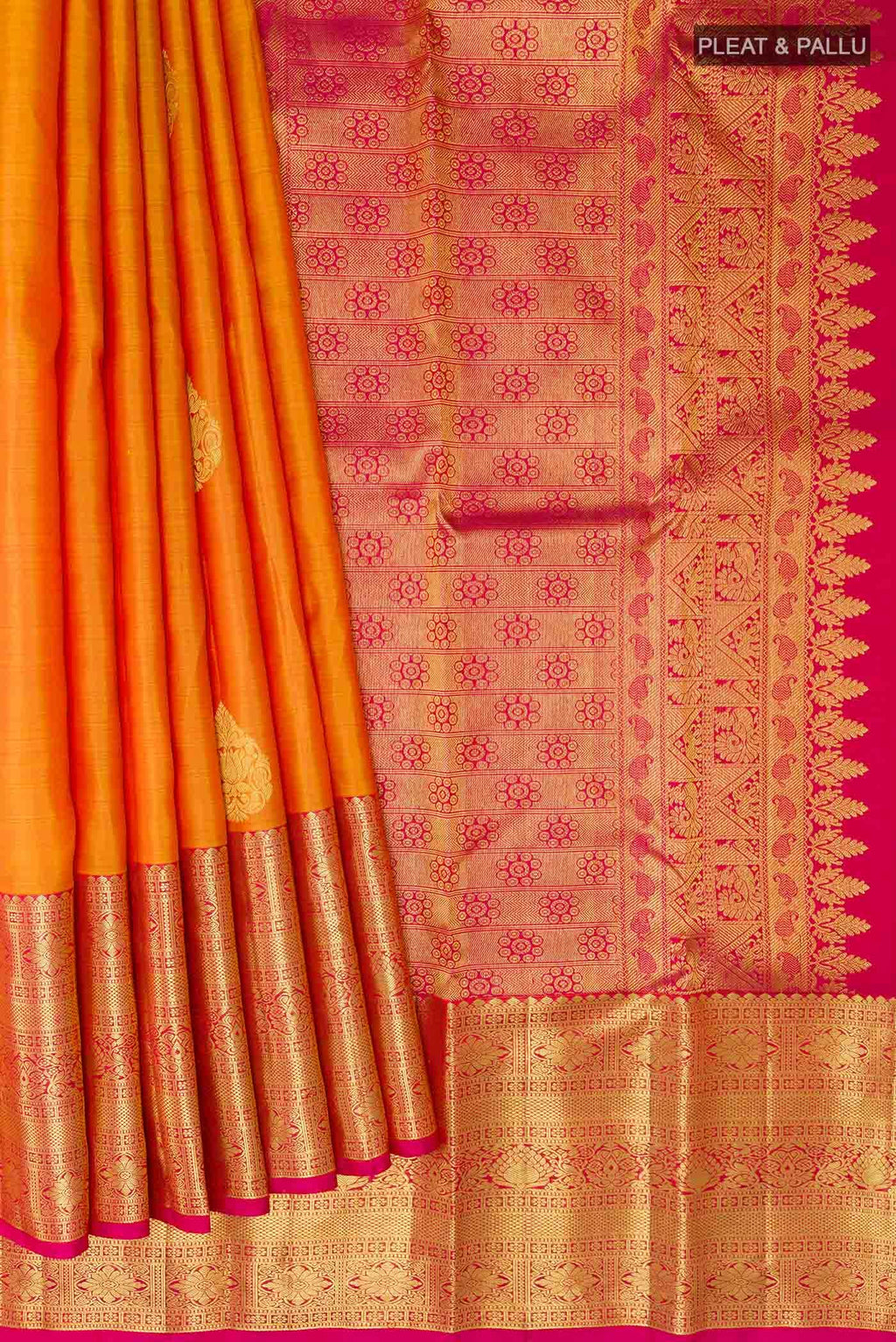 Brick Orange Kanchipuram Silk Saree