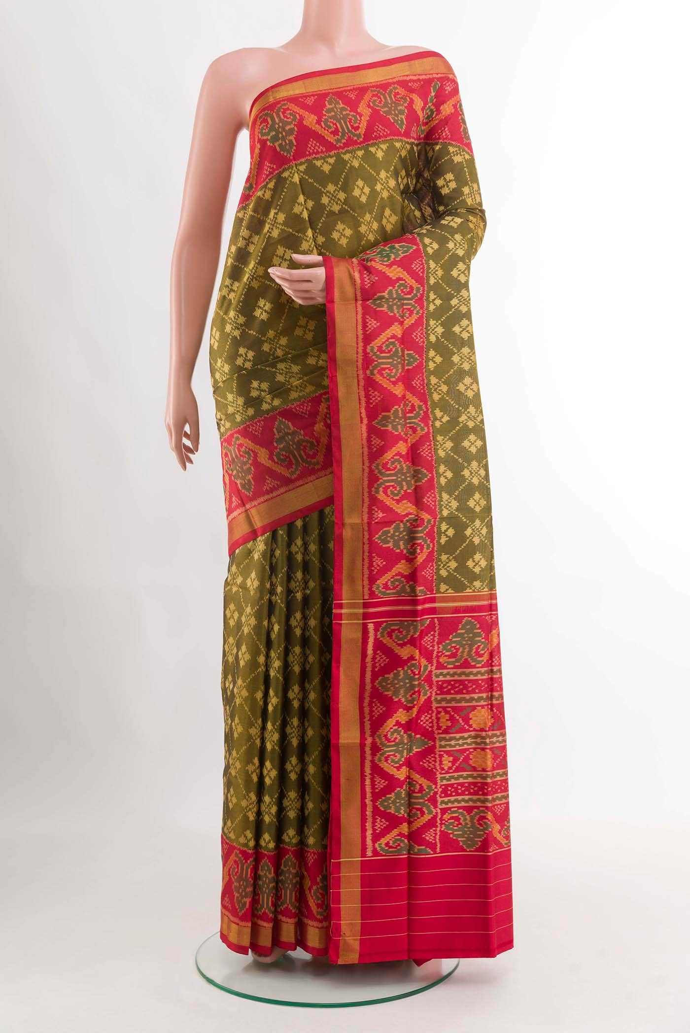 Mehandi Green Rajkot Patola Silk Saree