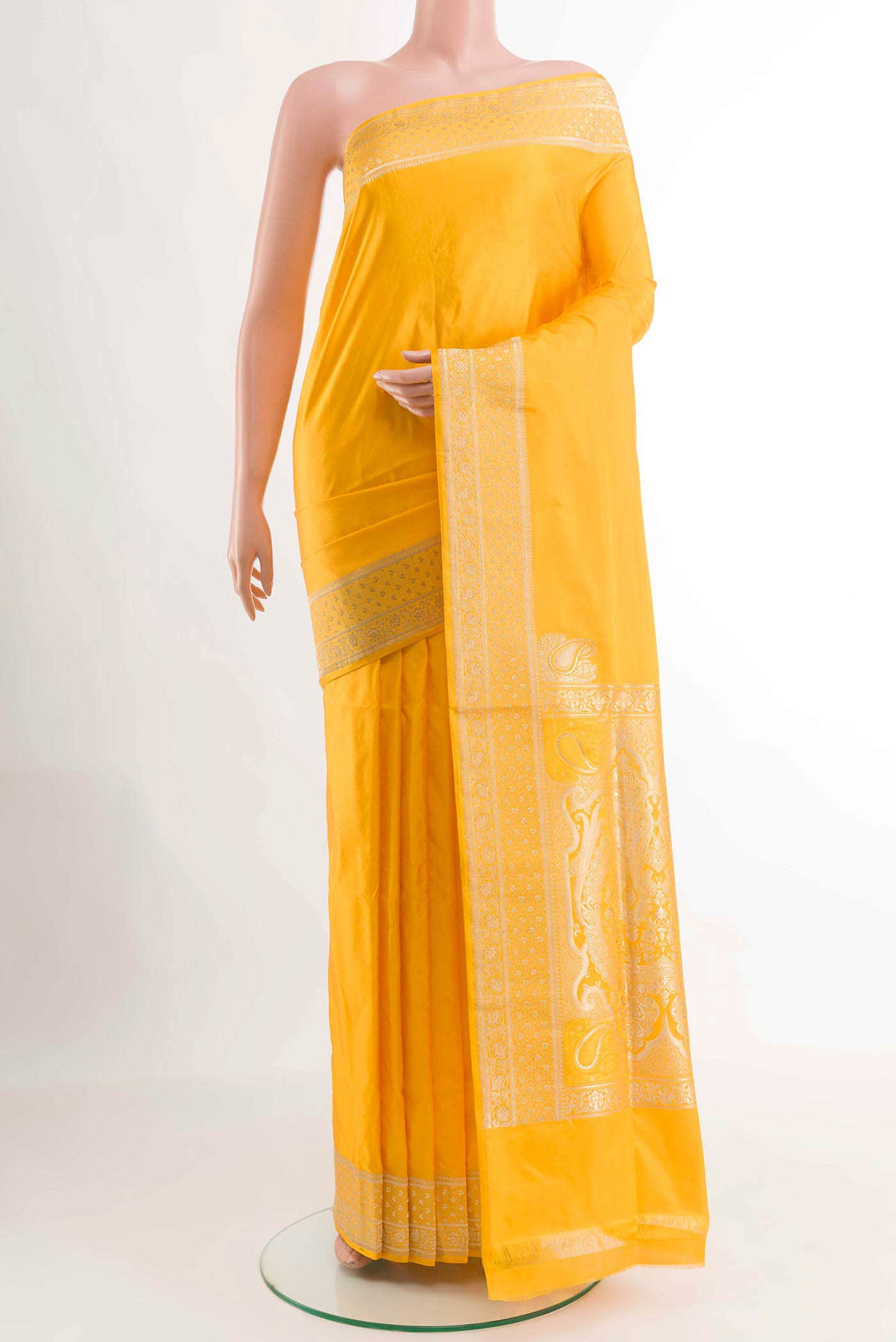 Yellow Banarasi Silk Saree