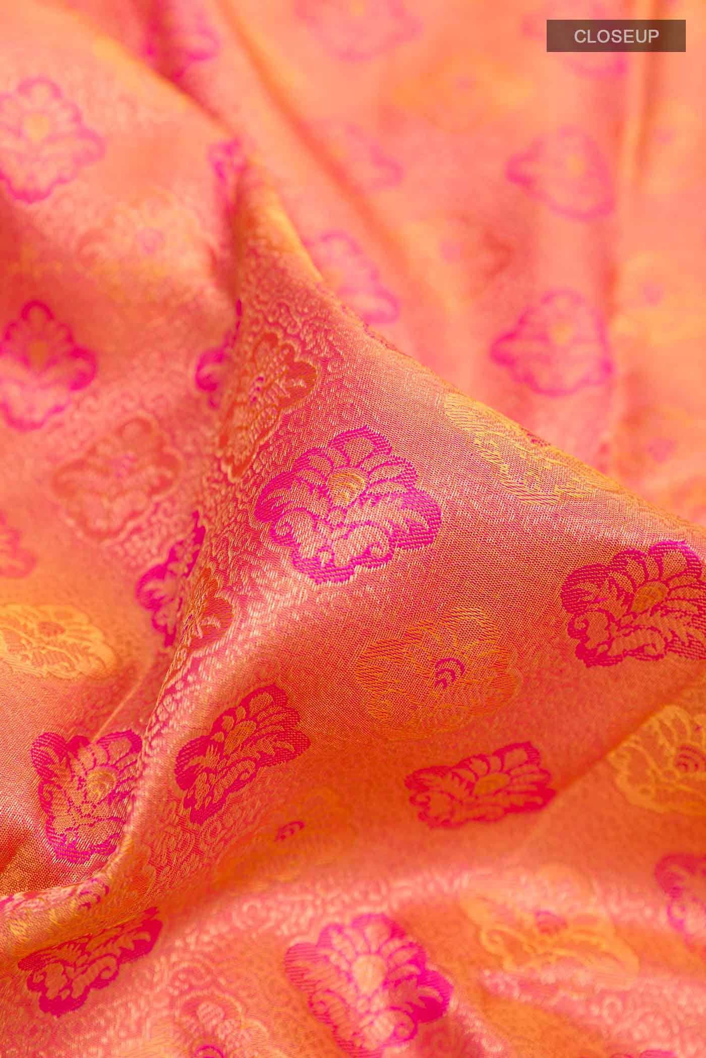 Orange Dual Tone Kanchipuram Silk Saree