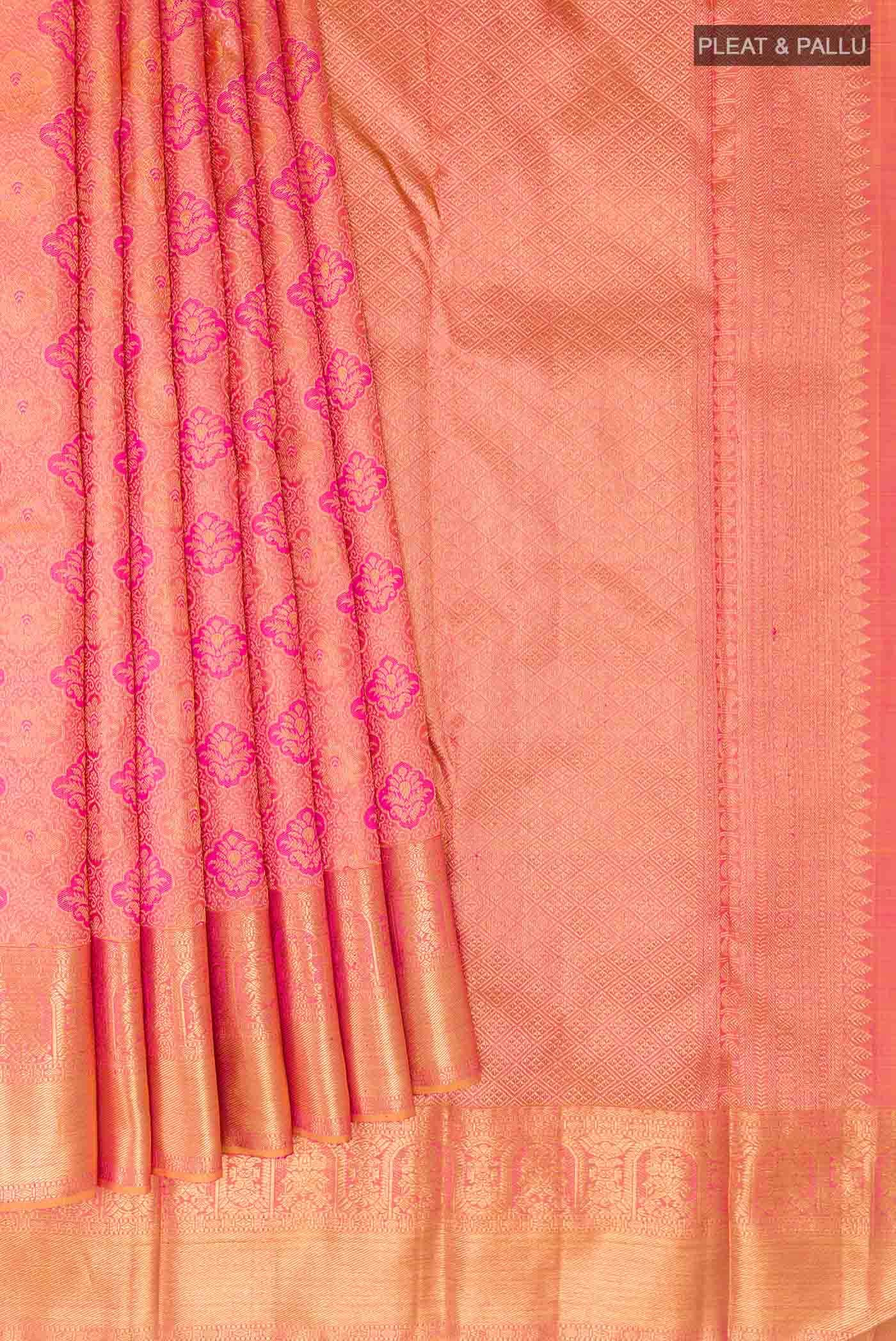 Orange Dual Tone Kanchipuram Silk Saree