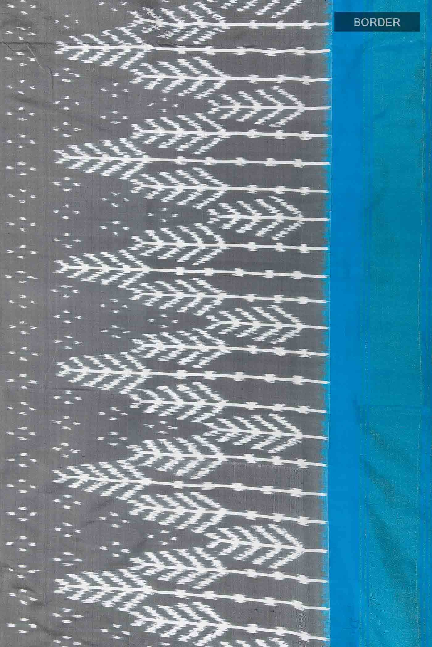 Grey Pochampally Silk Saree