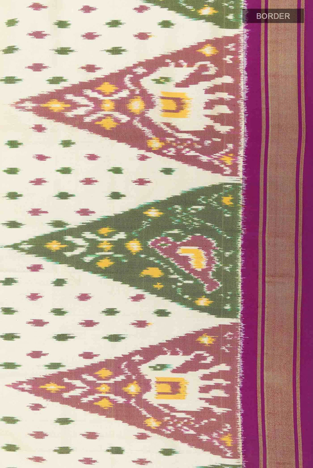Off White Pochampally Silk Saree
