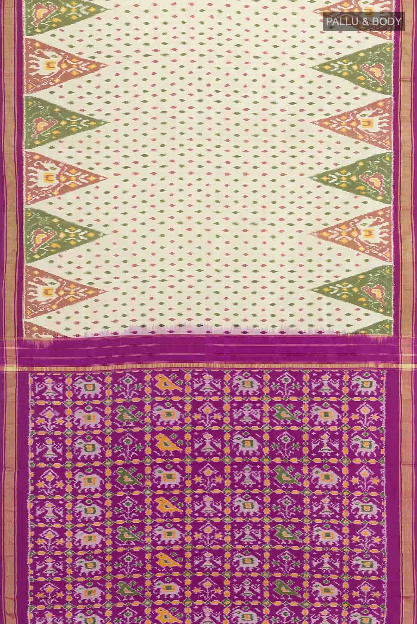 Off White Pochampally Silk Saree
