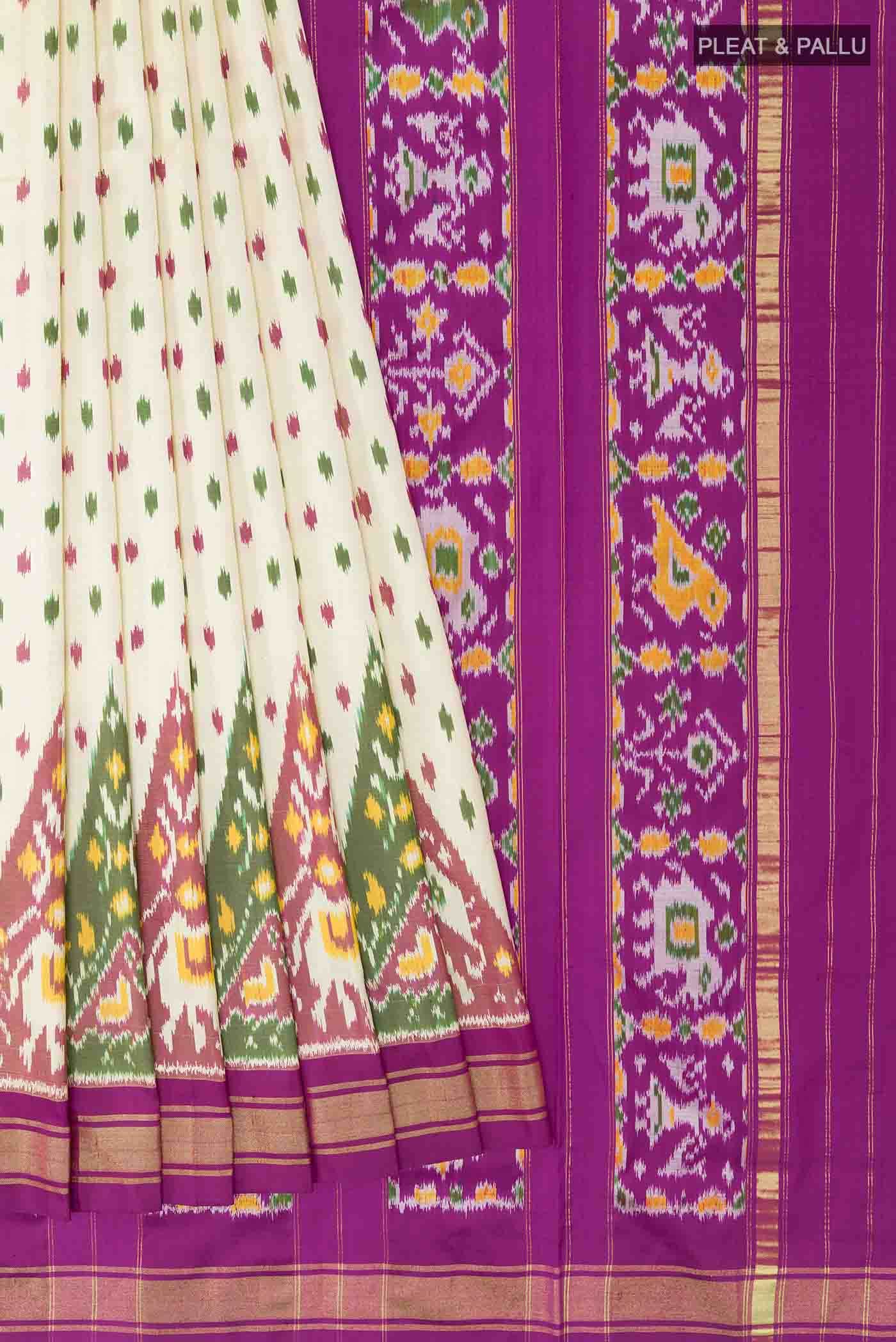 Off White Pochampally Silk Saree