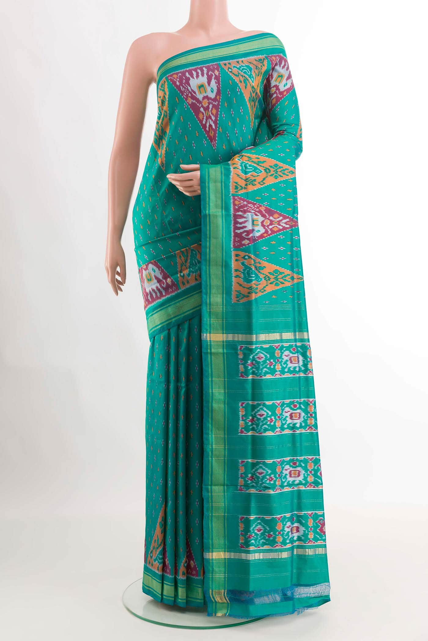 Sea Green Pochampally Silk Saree