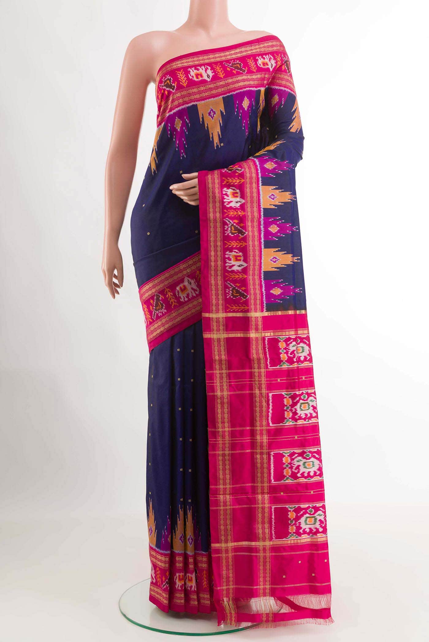 Dark Blue Pochampally Silk Saree
