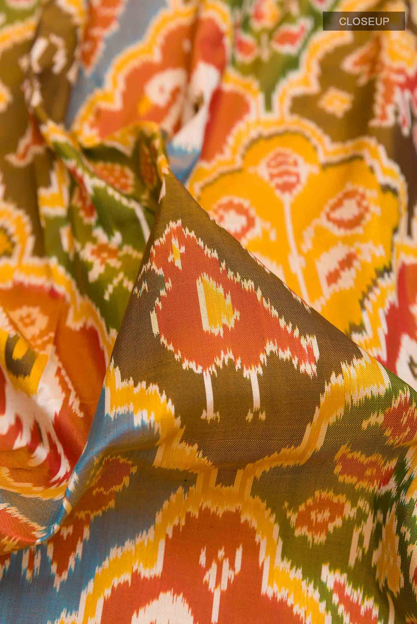 Yellow Pochampally Silk Saree