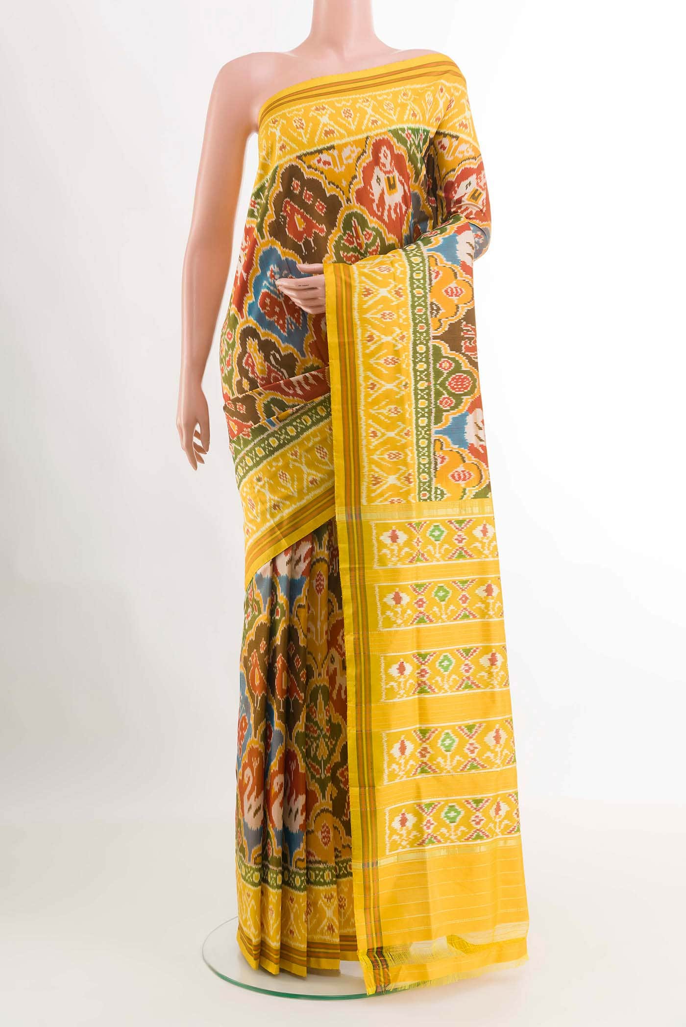Yellow Pochampally Silk Saree