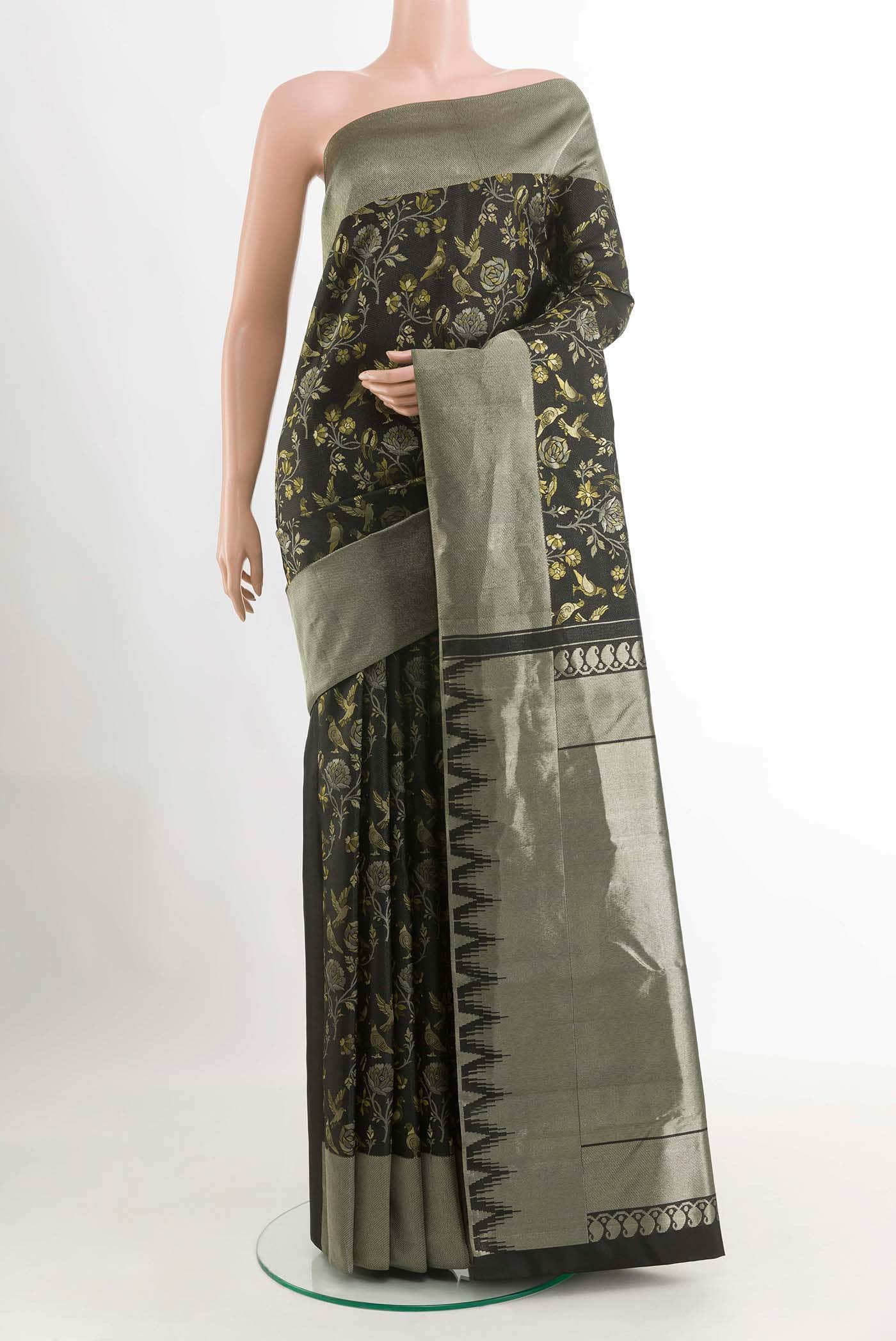 Black Kanchipuram Silk Saree