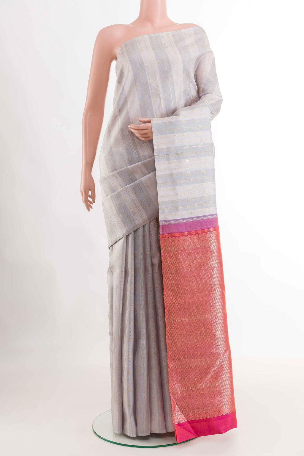 Blue Grey Dual Tone Kanchipuram Silk Saree