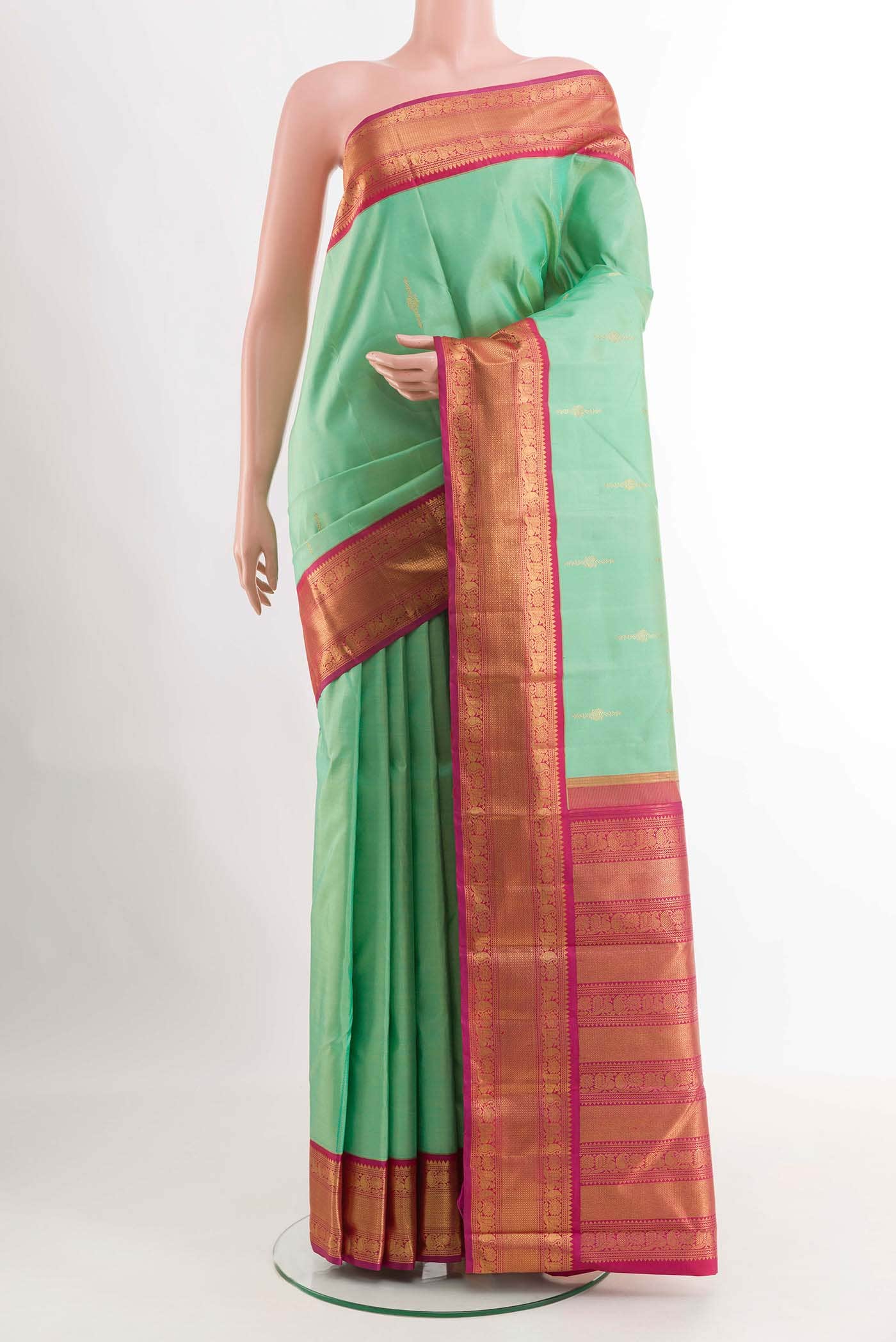 Pista Green Kanchipuram Silk Saree