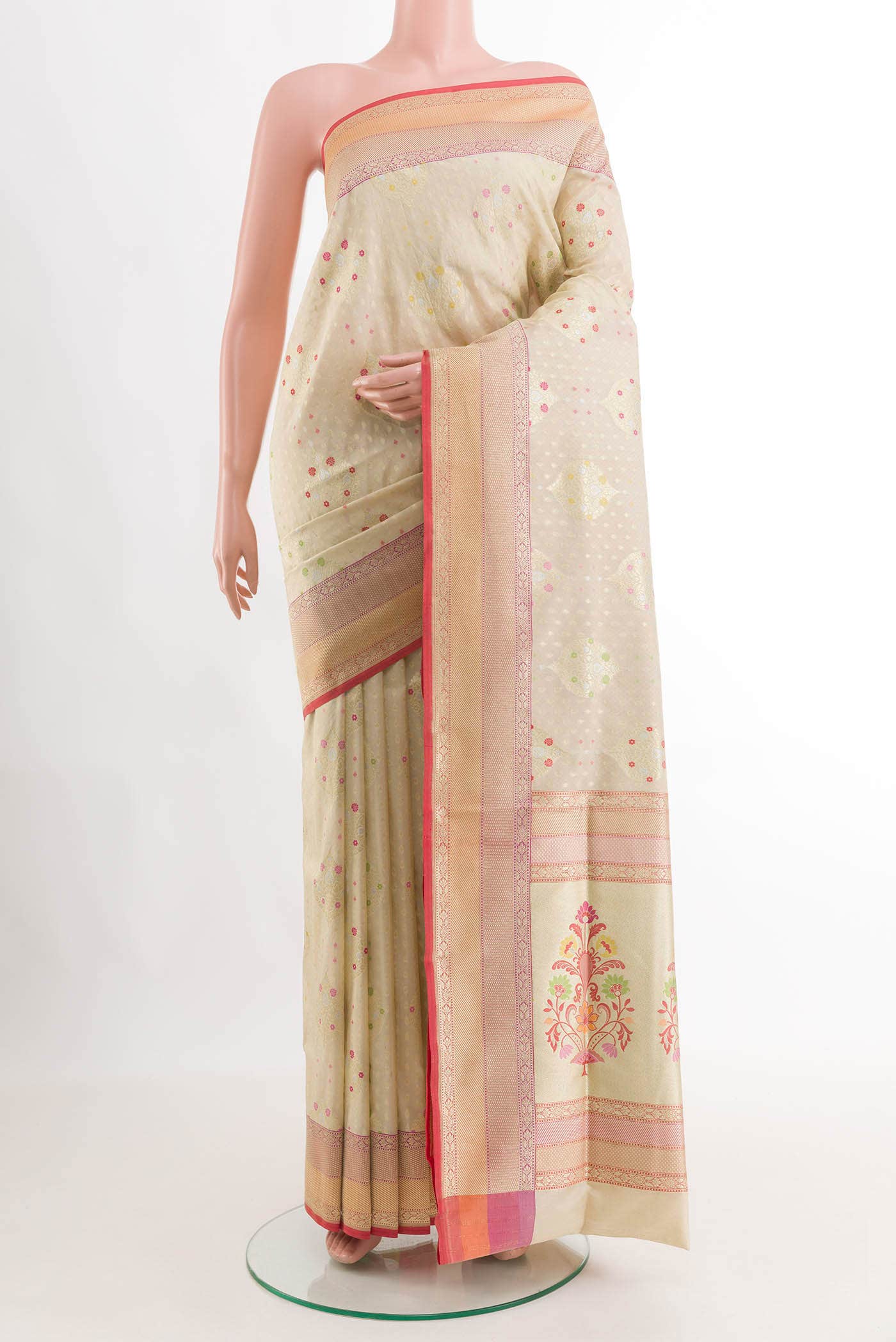 Beige Banarasi Silk Saree