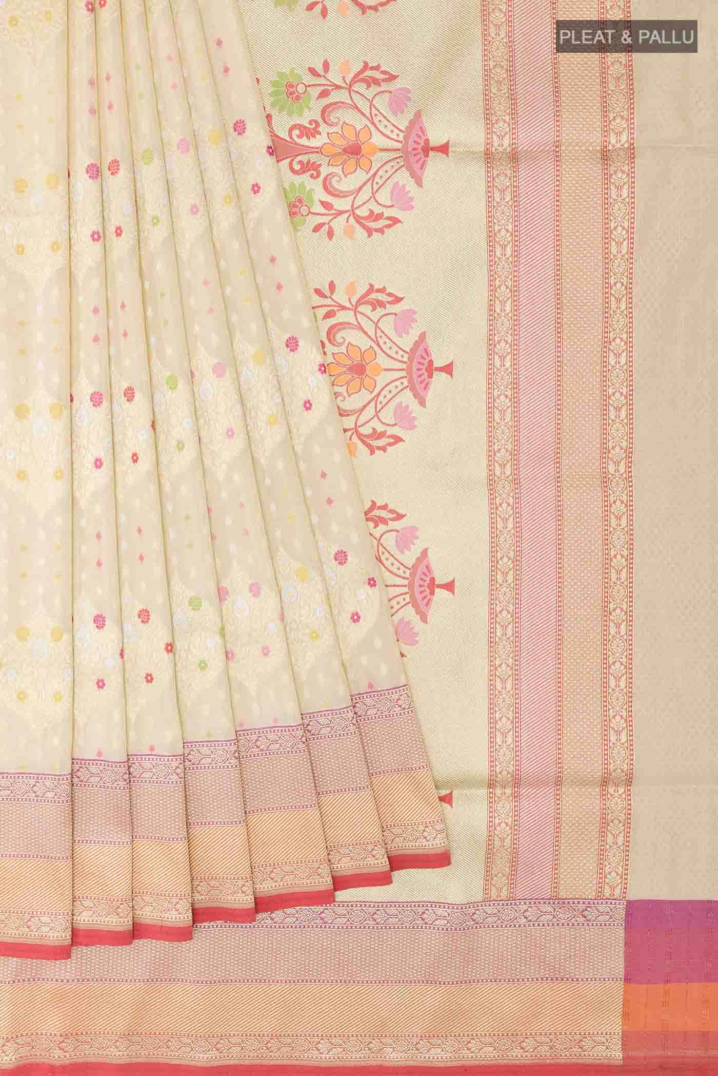 Beige Banarasi Silk Saree