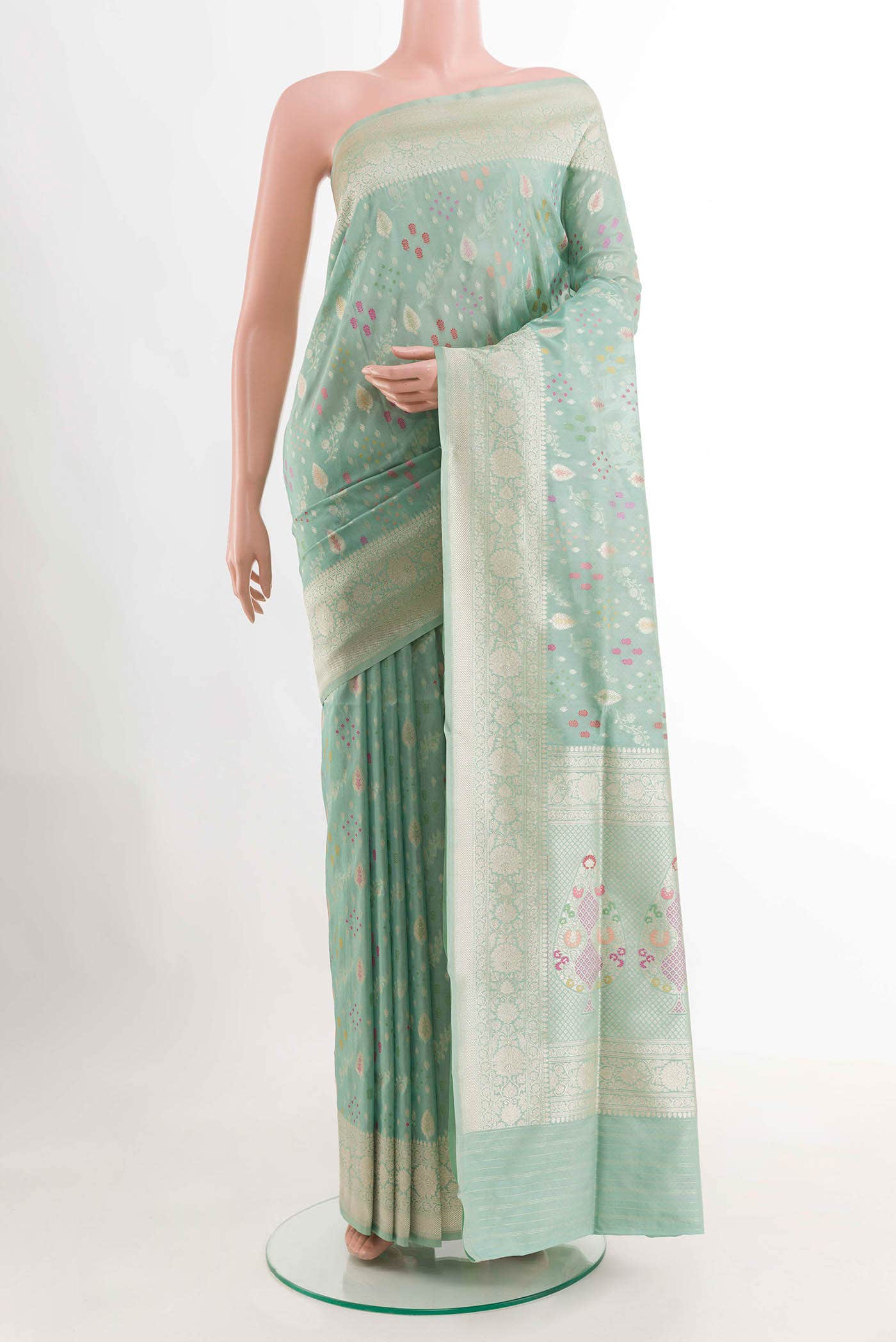 Pista Green Banarasi Silk Saree