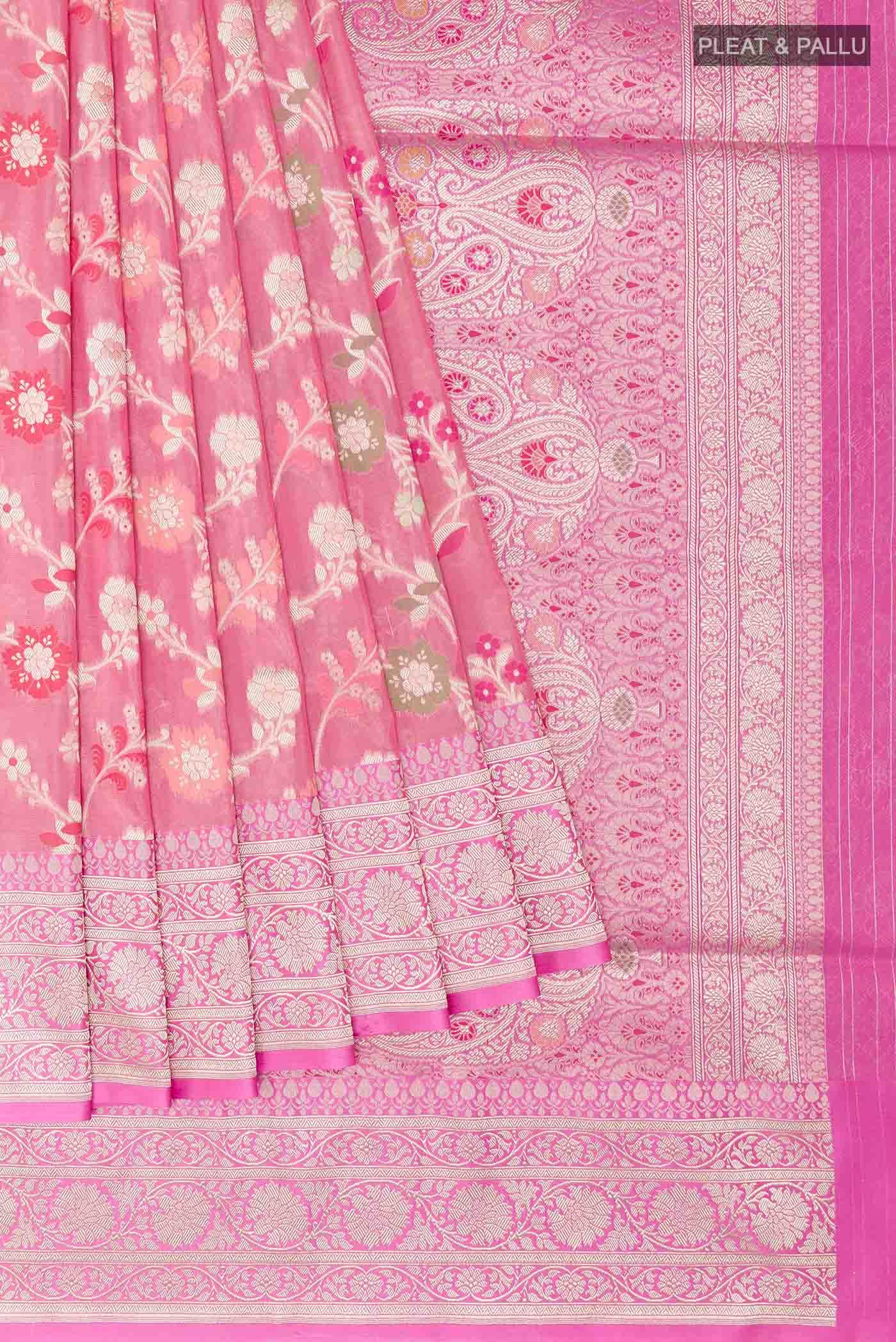 Pink Banarasi Silk Saree