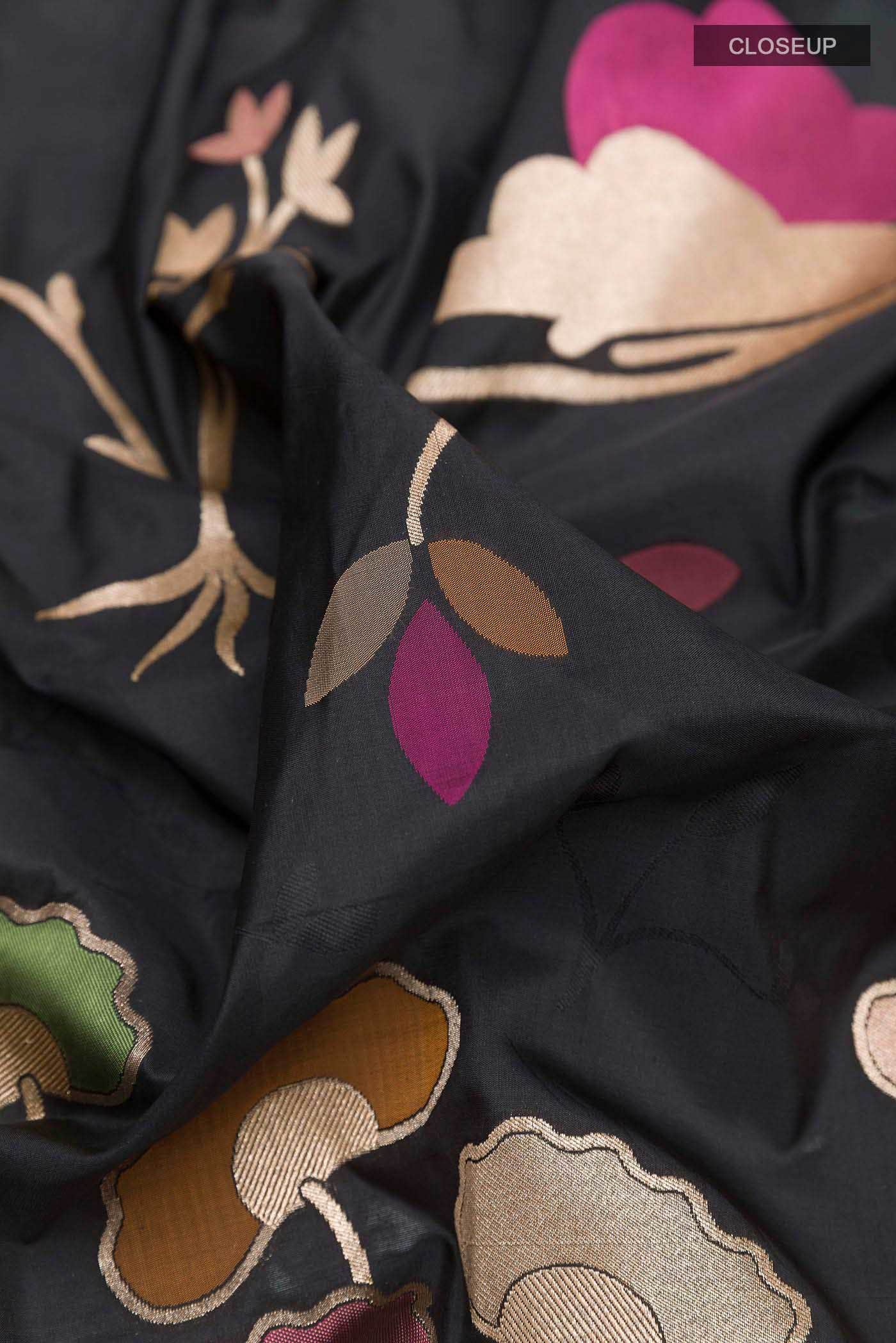 Black Banarasi Silk Saree