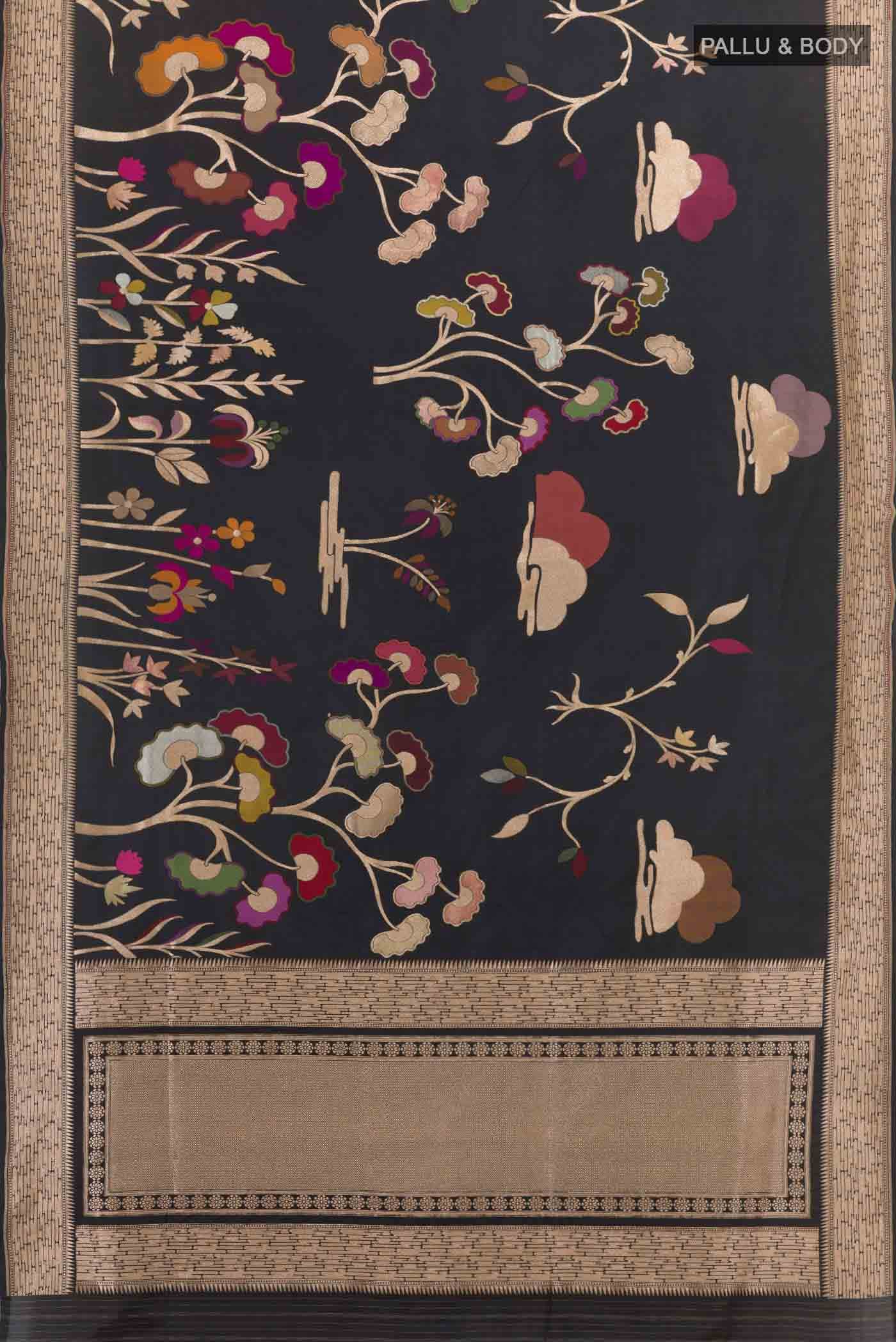 Black Banarasi Silk Saree