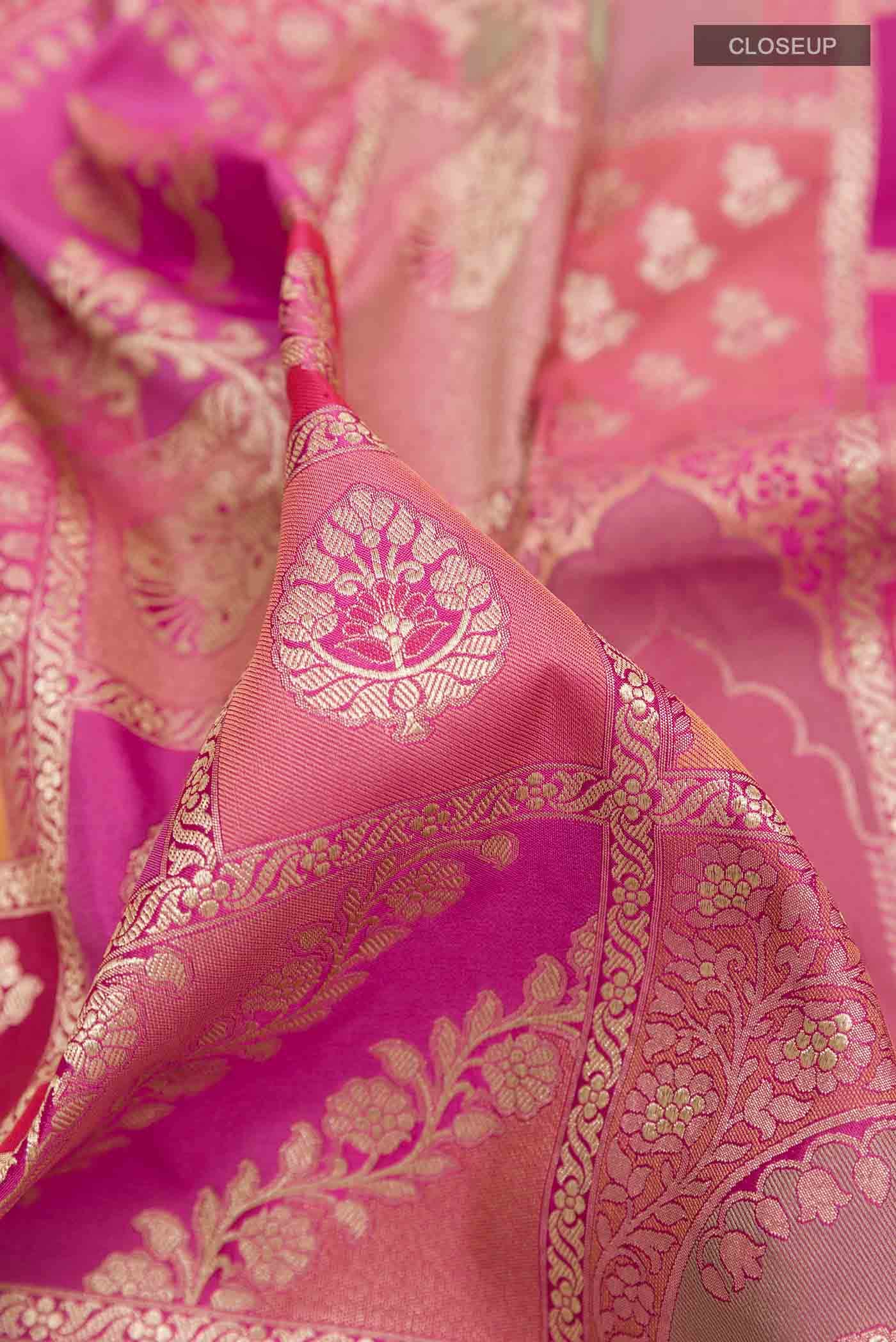 Pink Banarasi Silk Saree