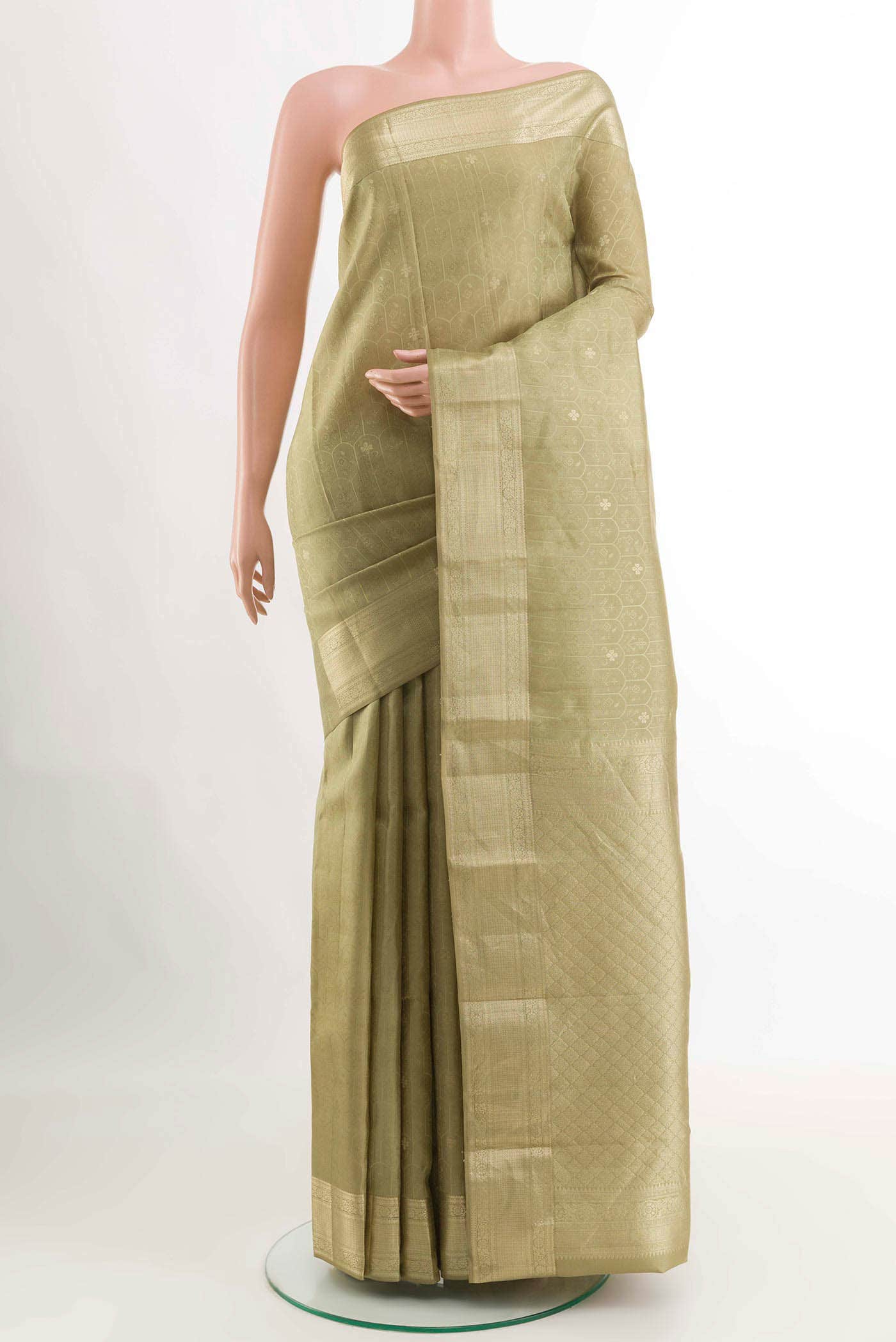 Dark Beige Kanchipuram Silk Saree